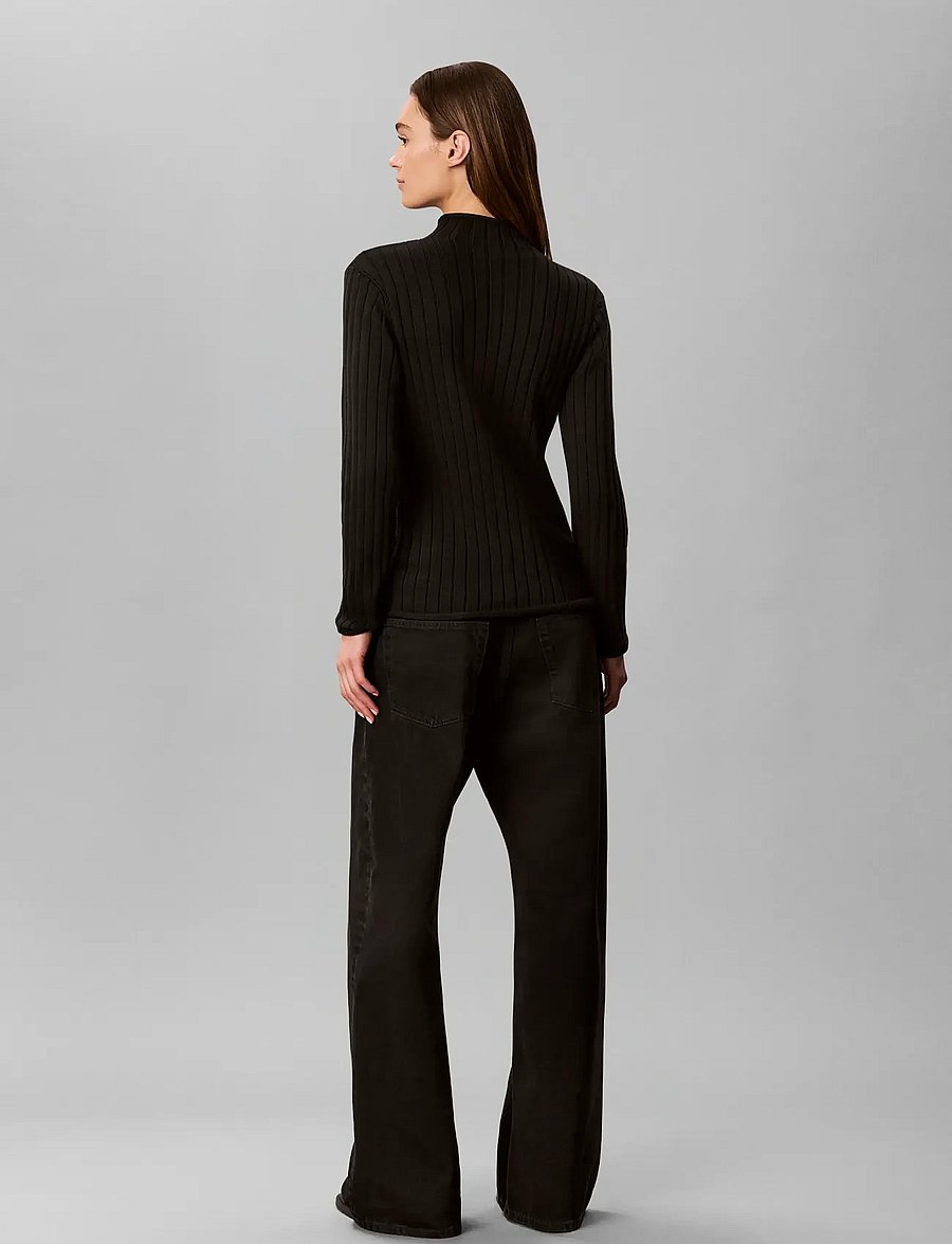 Calvin Klein Jeans - WOVEN LABEL TNECK SWEATER - rollkragenpullover - black - 2
