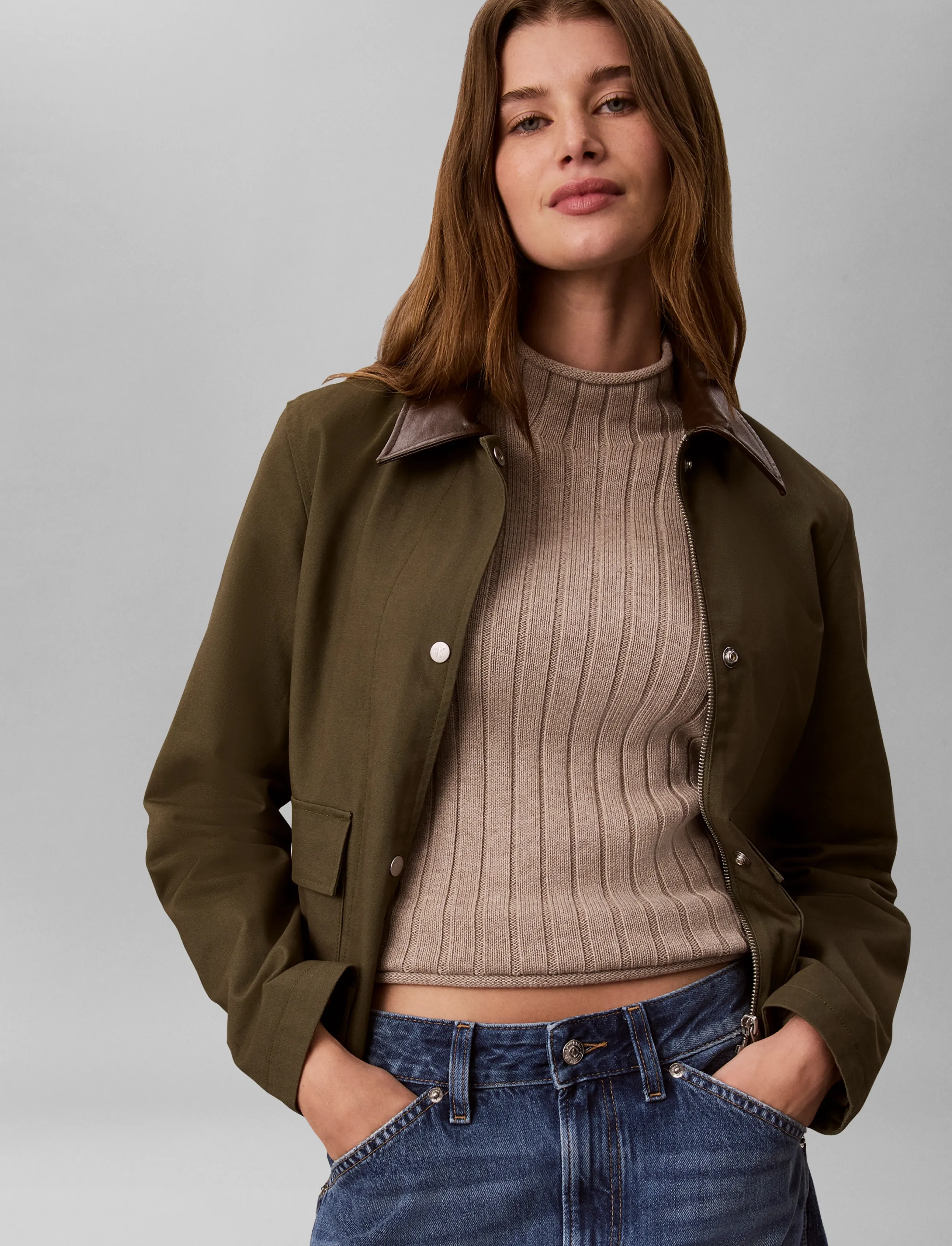 Calvin Klein Jeans - WOVEN LABEL TNECK SWEATER - rullekraver - oatmeal melange - 5