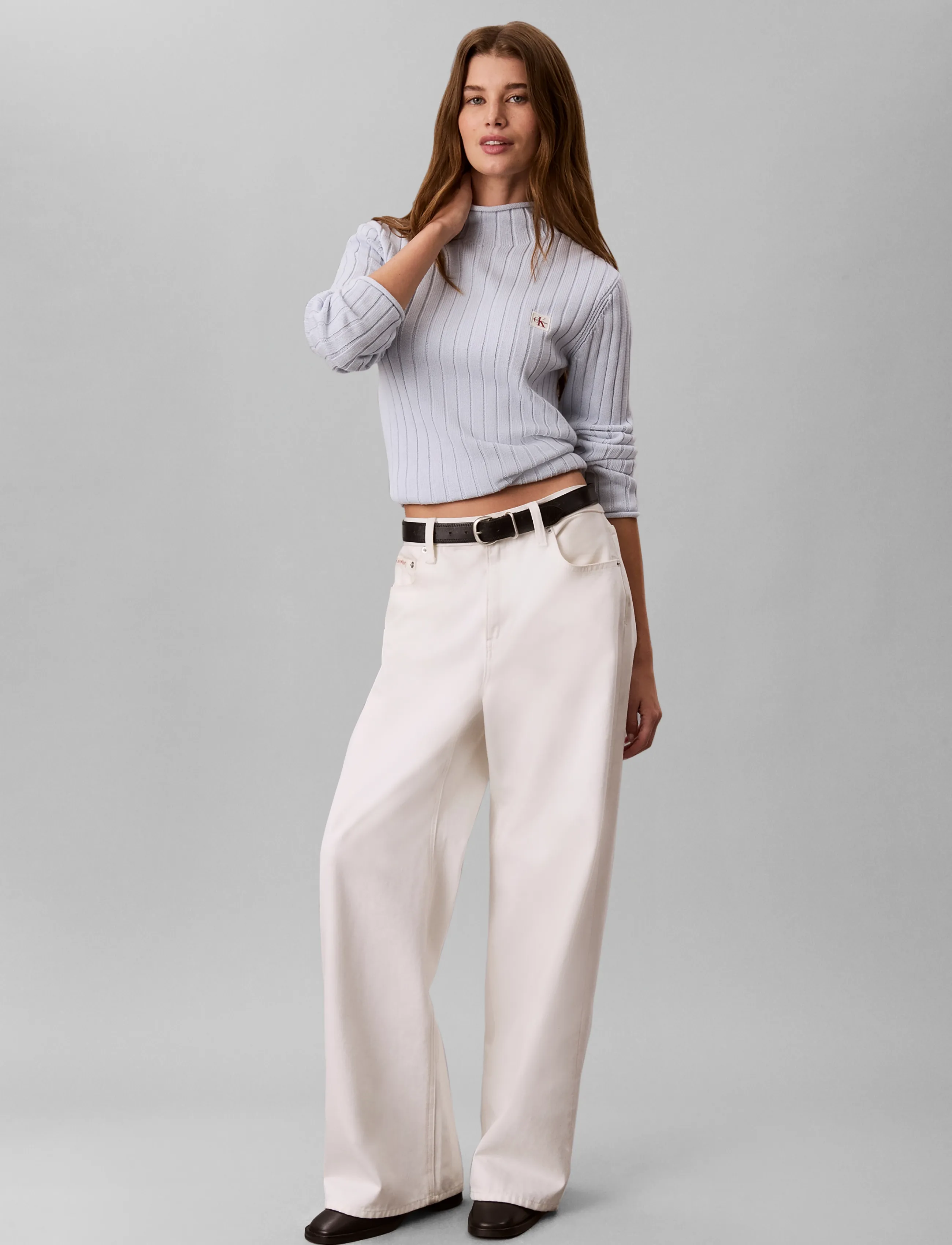 Calvin Klein Jeans WOVEN LABEL TNECK SWEATER - Calvin Klein Jeans - PLEIN AIR / blue