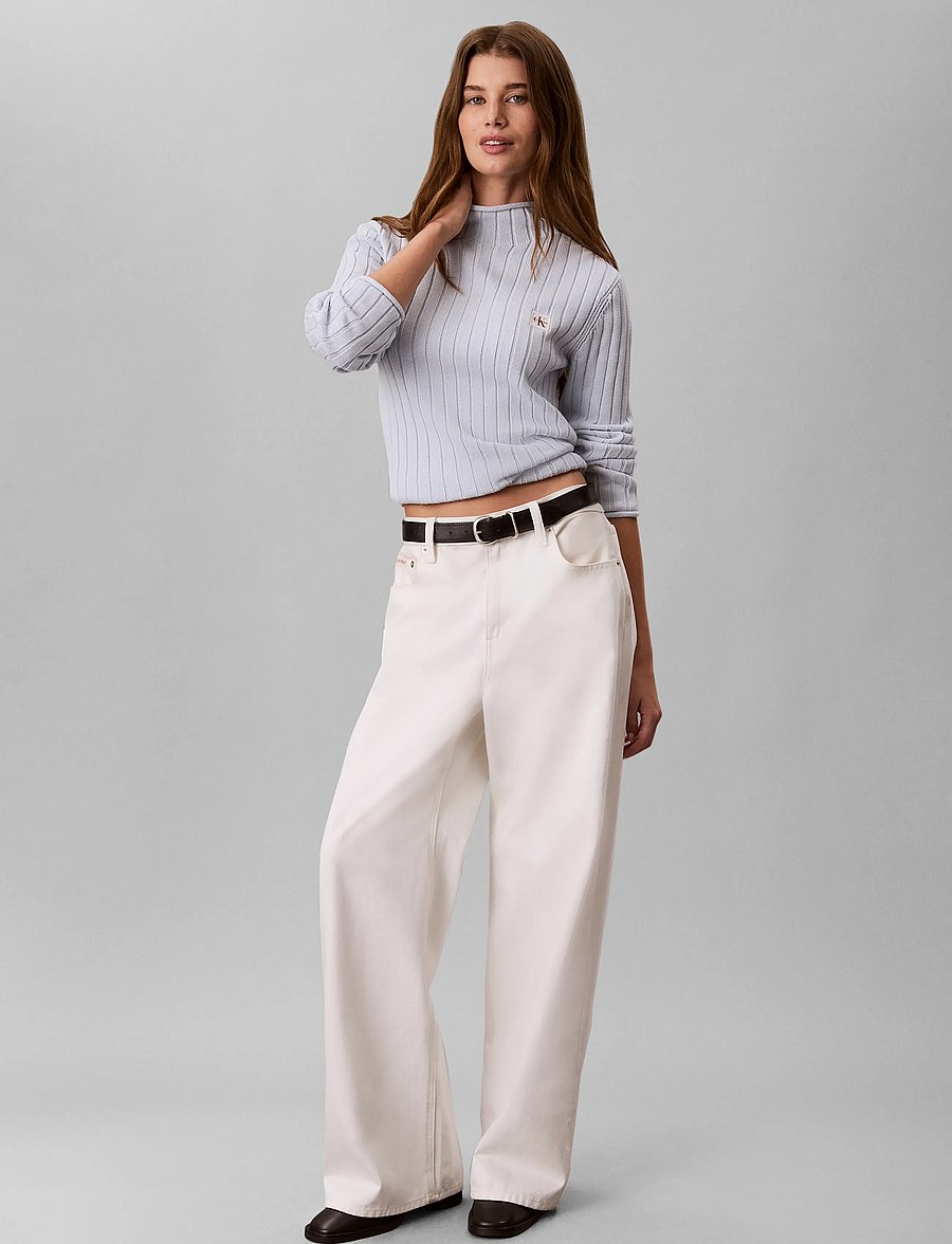 Calvin Klein Jeans - WOVEN LABEL TNECK SWEATER - rullekraver - plein air - 0