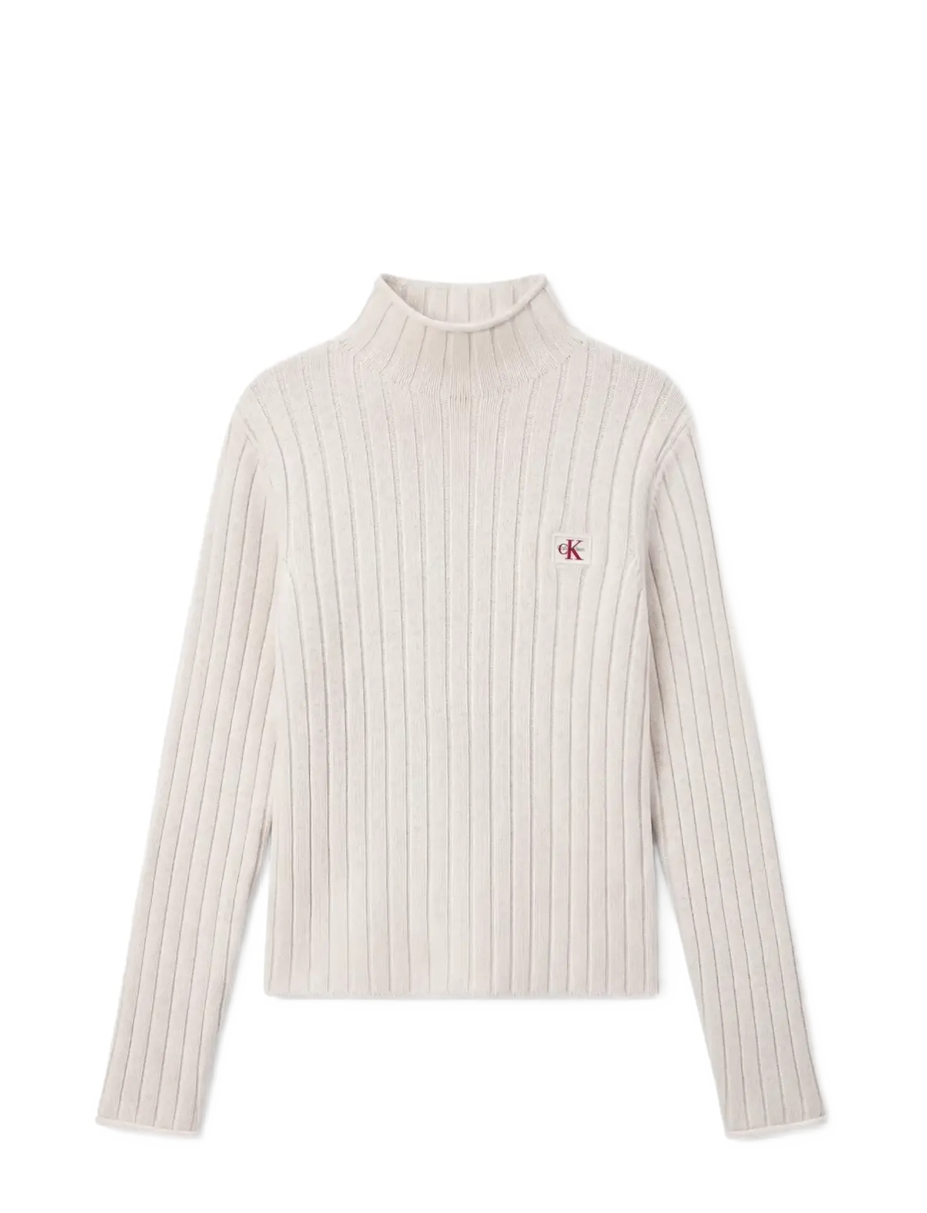 Calvin Klein Jeans WOVEN LABEL TNECK SWEATER - Rollkragenpullover - TOFU / cream