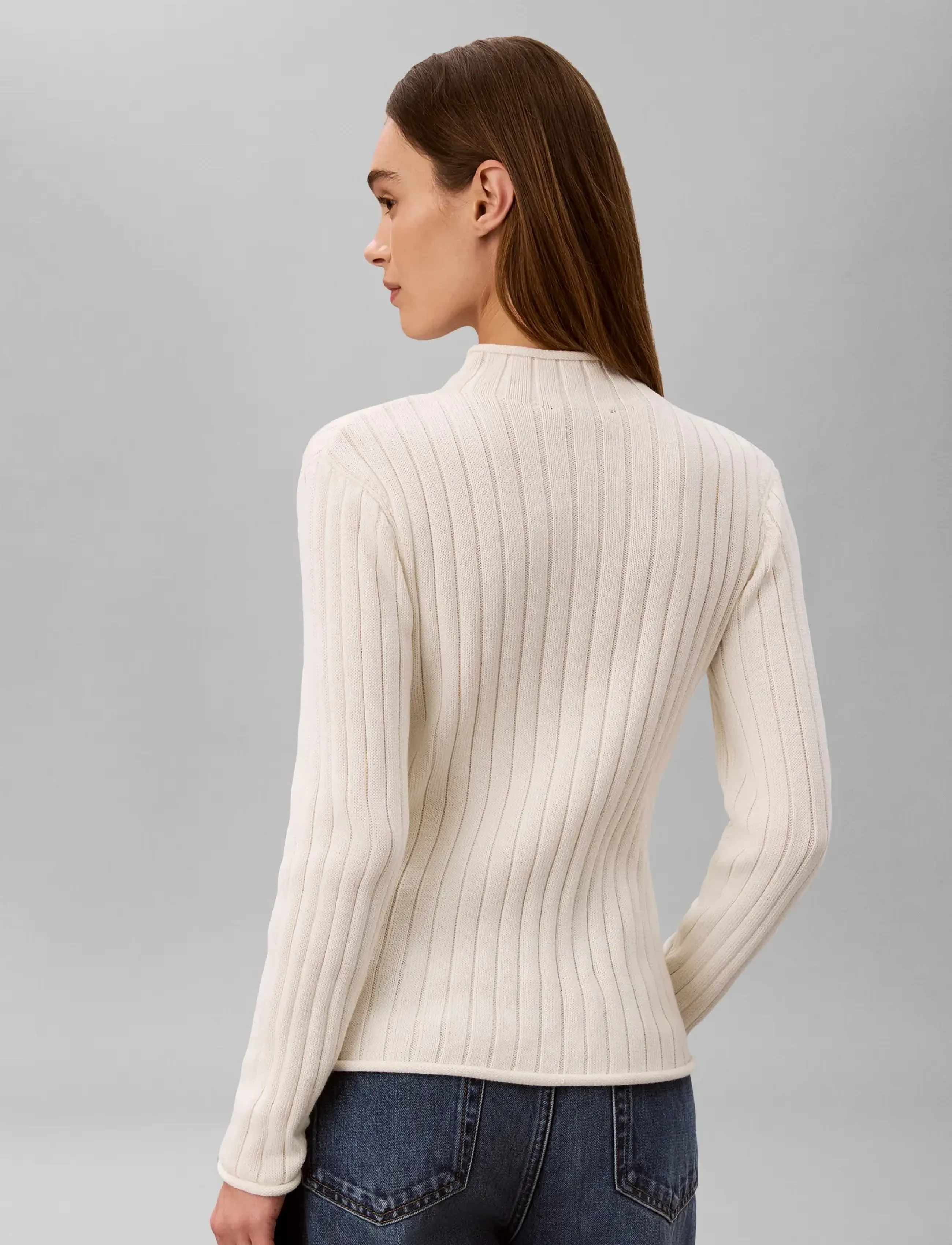 Calvin Klein Jeans - WOVEN LABEL TNECK SWEATER - rollkragenpullover - tofu - 2