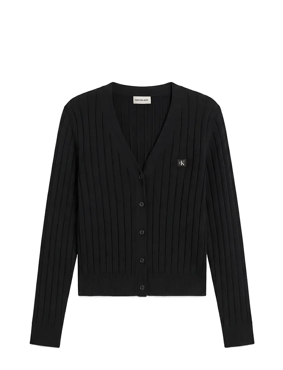 Calvin Klein Jeans - WOVEN LABEL CARDIGAN - black - 1