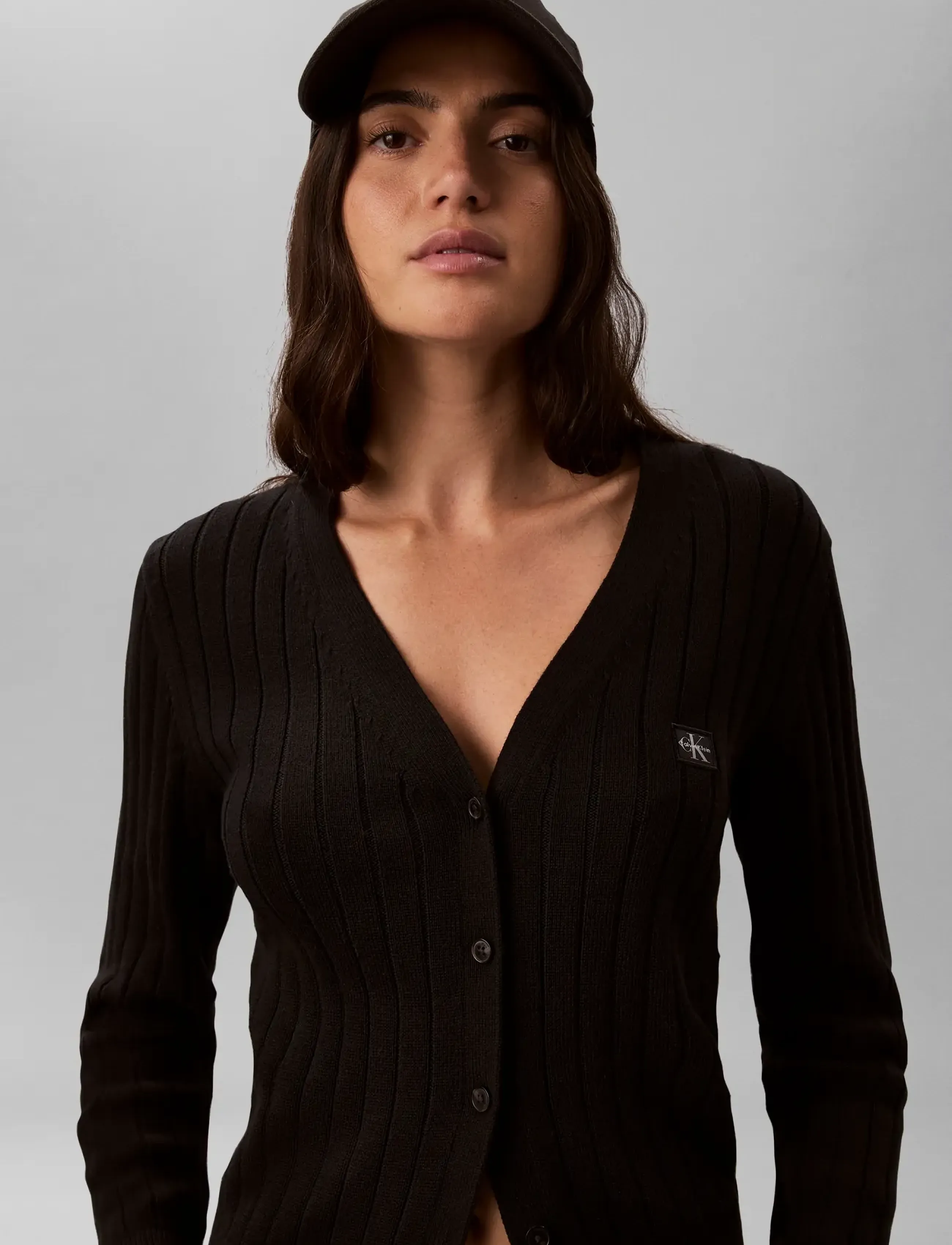 Calvin Klein Jeans - WOVEN LABEL CARDIGAN - black - 5