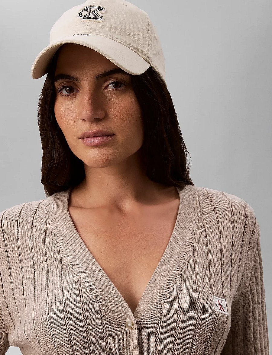 Calvin Klein Jeans - WOVEN LABEL CARDIGAN - strickjacken - oatmeal melange - 4