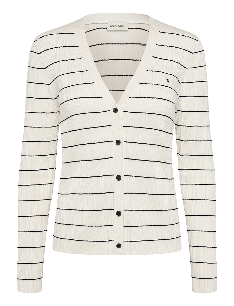 Calvin Klein Jeans - TECH KNIT RIB STRIPE CARDIGAN - cardigans - tofu - 0