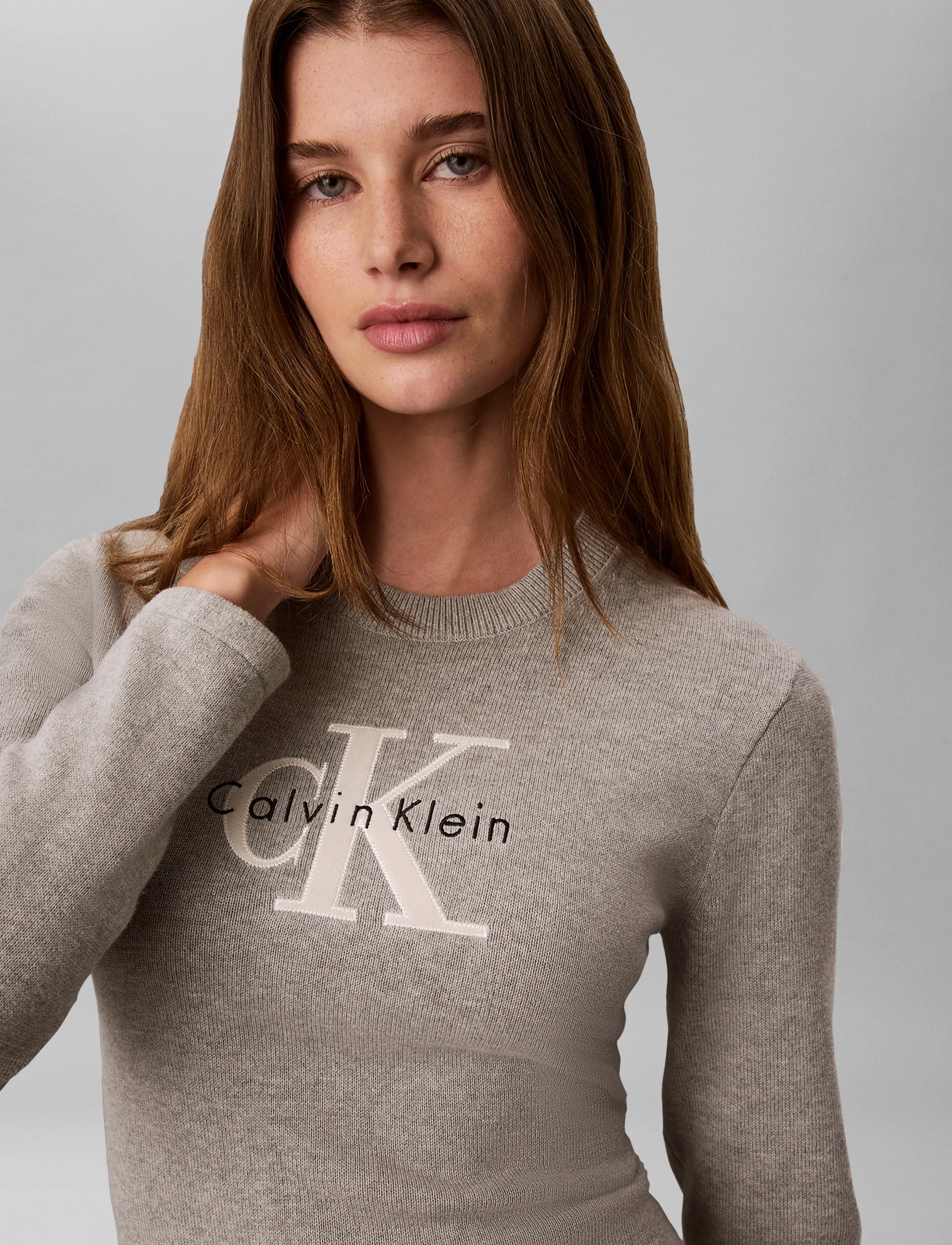 Calvin Klein Jeans - LS LOGO MINIDRESS - strikkjoler - b10 grey heather - 4
