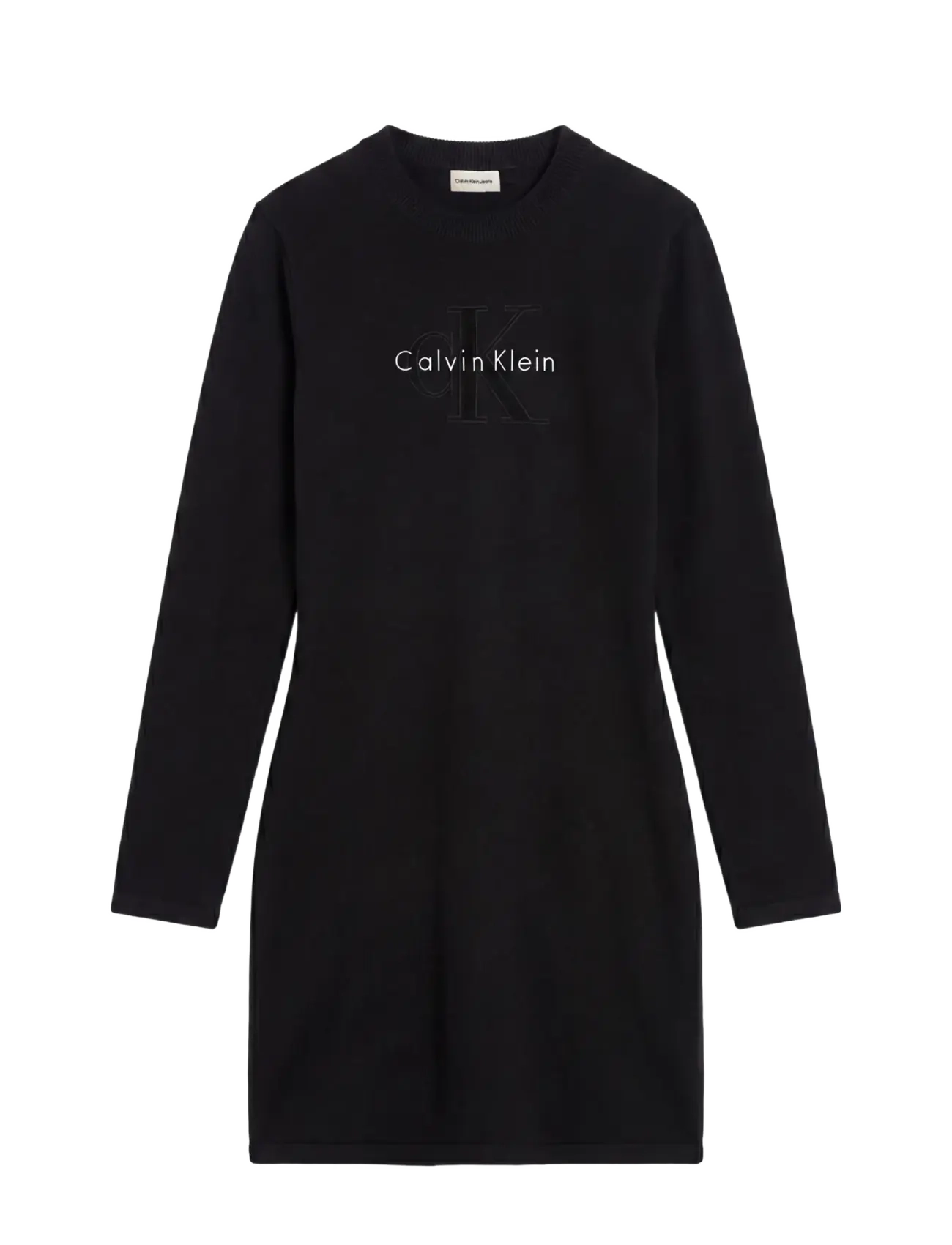 Calvin Klein Jeans - LS LOGO MINIDRESS - strikkjoler - black - 1