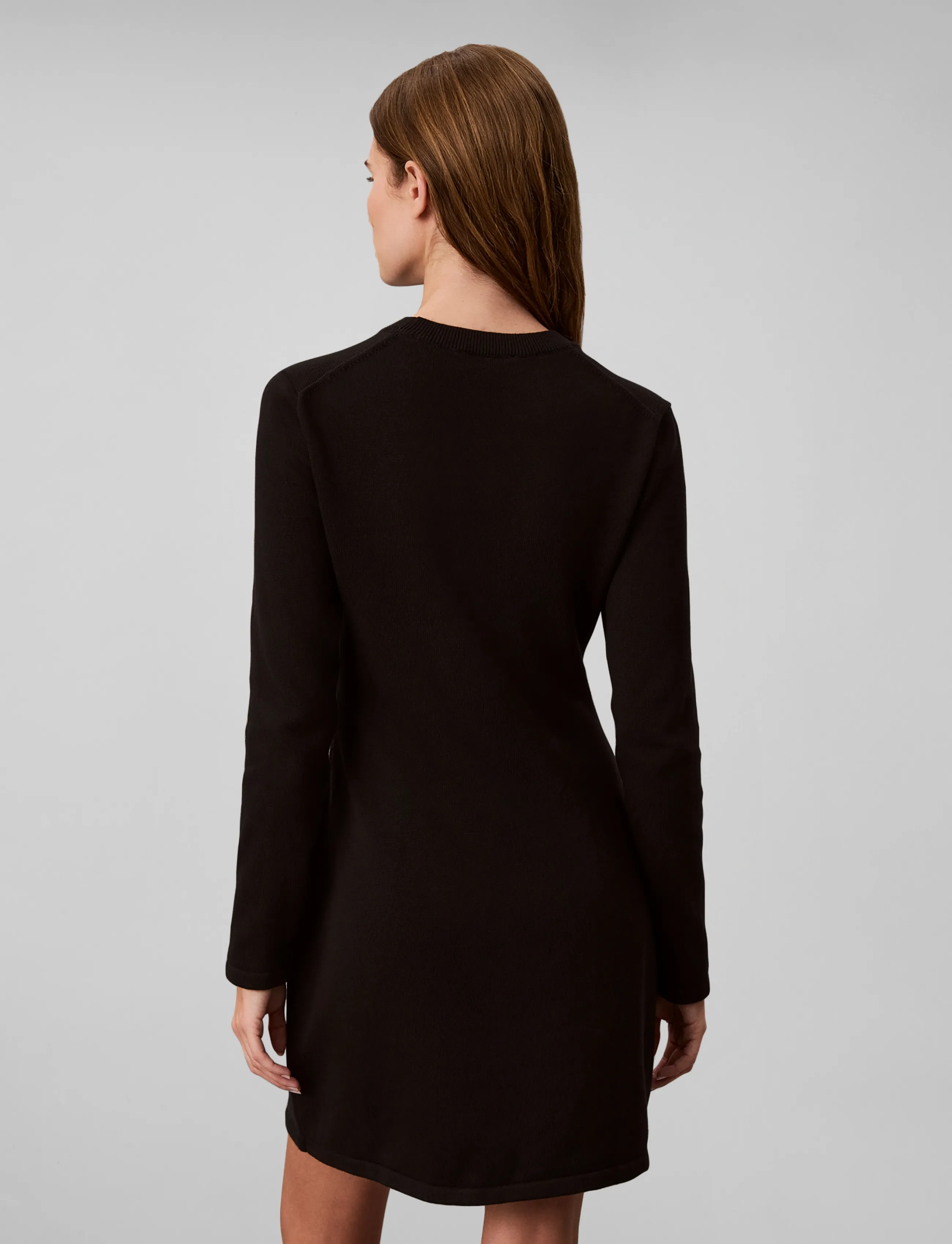 Calvin Klein Jeans - LS LOGO MINIDRESS - strikkjoler - black - 2