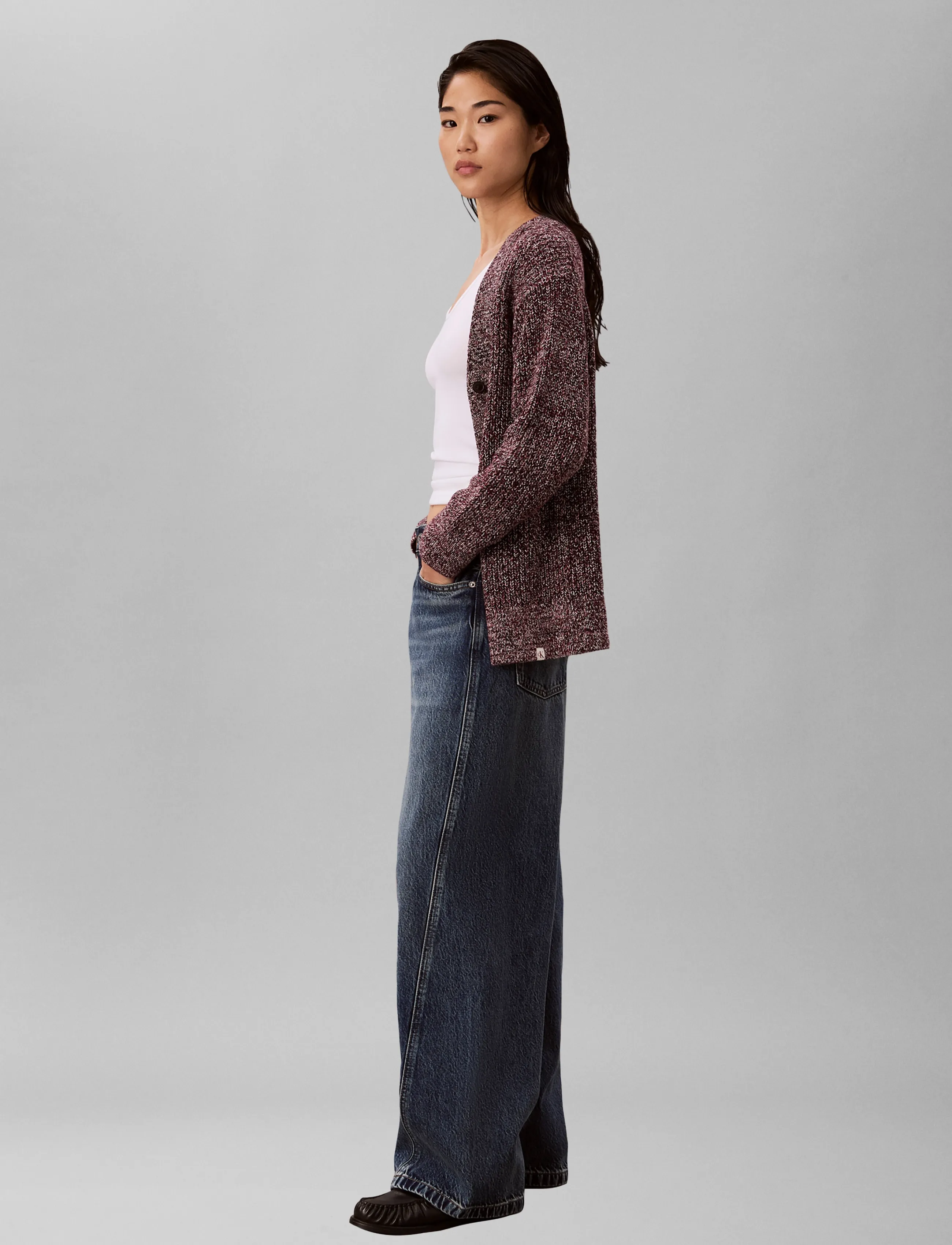Calvin Klein Jeans CHUNKY COTTON MOULINE CARDIGAN - Fødselsdag - RHODODENDRON / burgundy