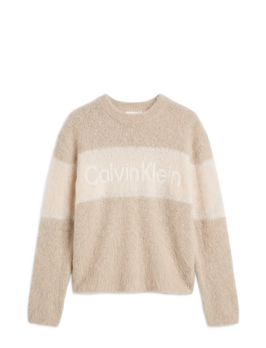 Calvin Klein Jeans - BRUSHED ALPACA STRIPE LOGO SWEAT - jumpers - white pepper - 1