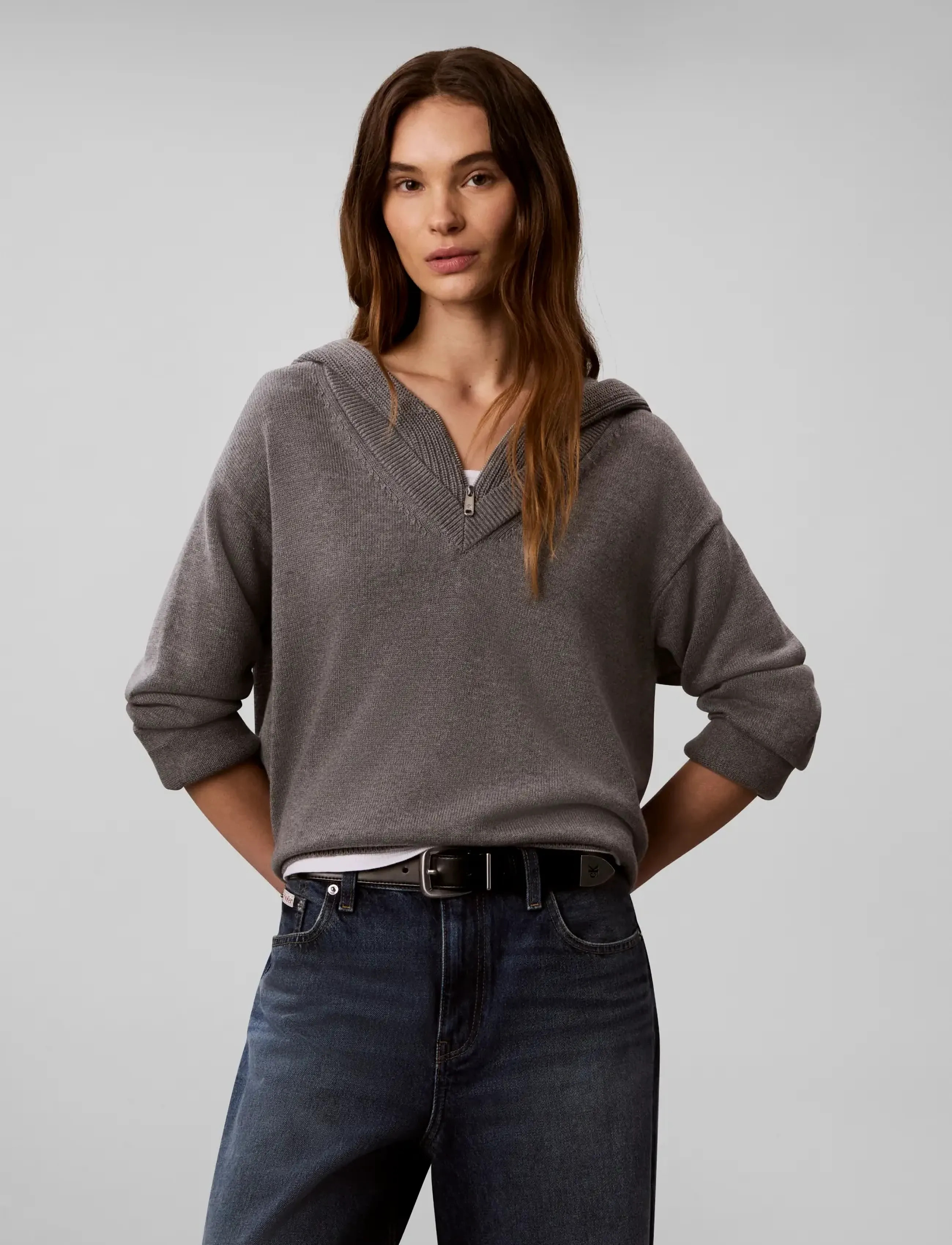 Calvin Klein Jeans - CHUNKY COTTON QZ HOODIE - hoodies - b30 grey heather - 4