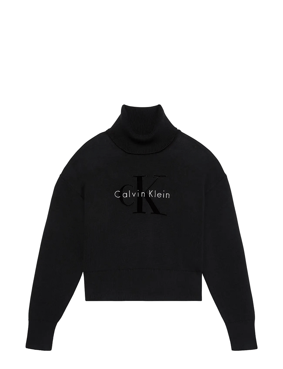 Calvin Klein Jeans - LS LOGO TNECK PULLOVER - rullekraver - black - 1