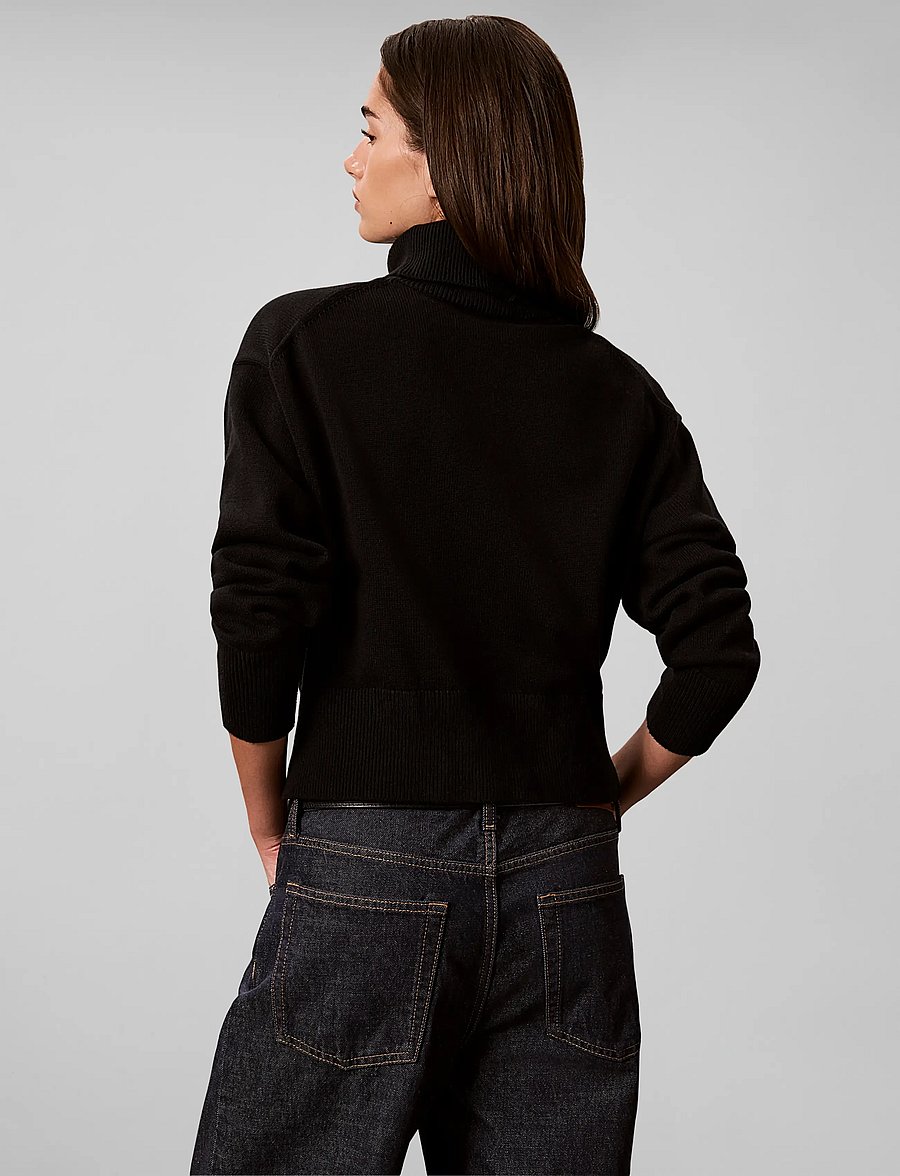 Calvin Klein Jeans - LS LOGO TNECK PULLOVER - rullekraver - black - 2