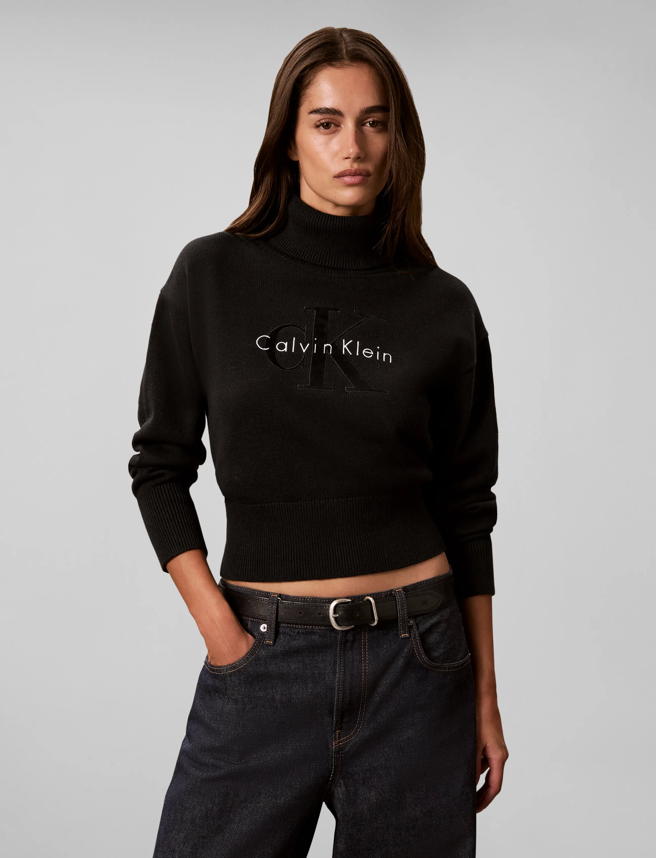 Calvin Klein Jeans - LS LOGO TNECK PULLOVER - rullekraver - black - 3