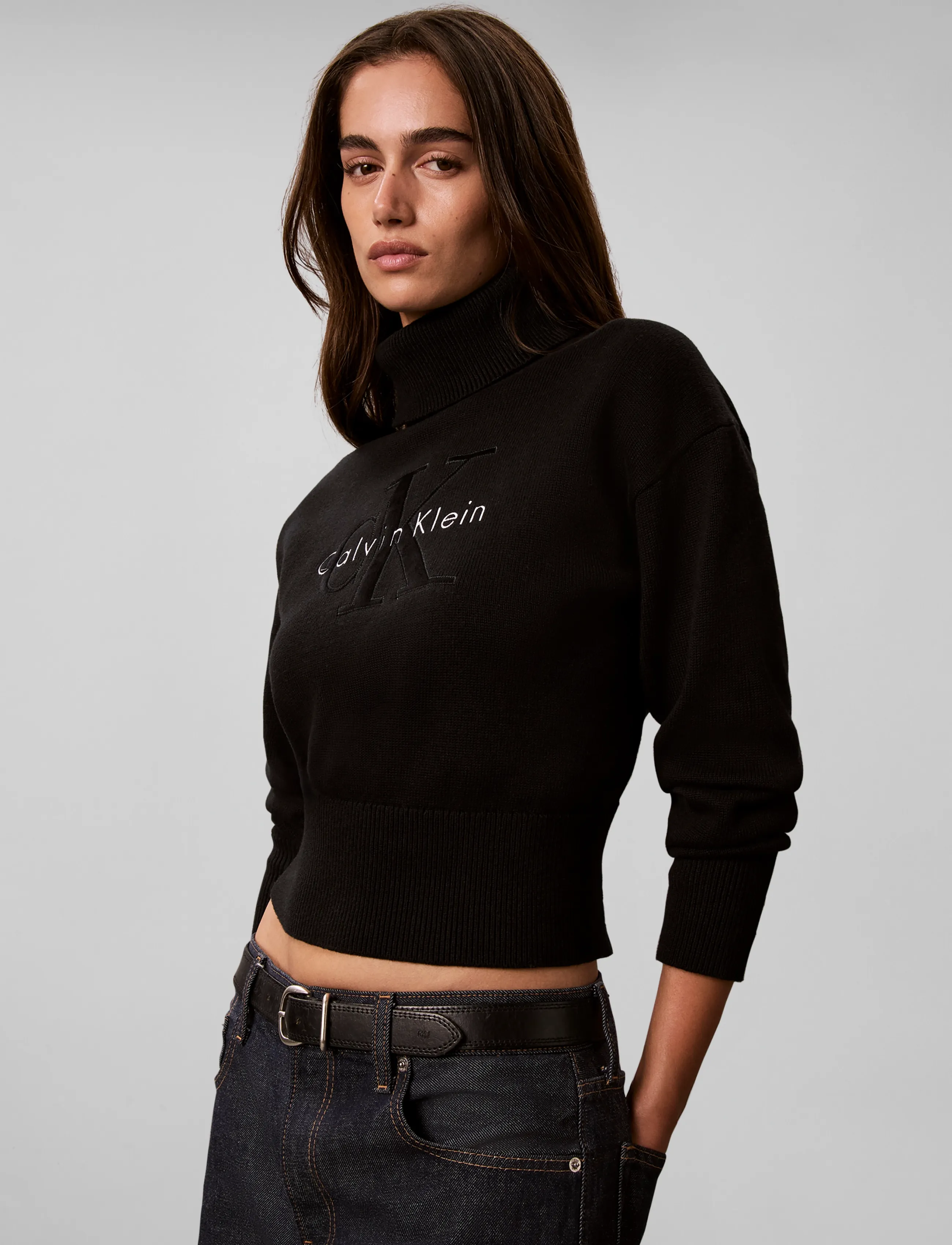 Calvin Klein Jeans - LS LOGO TNECK PULLOVER - rullekraver - black - 5