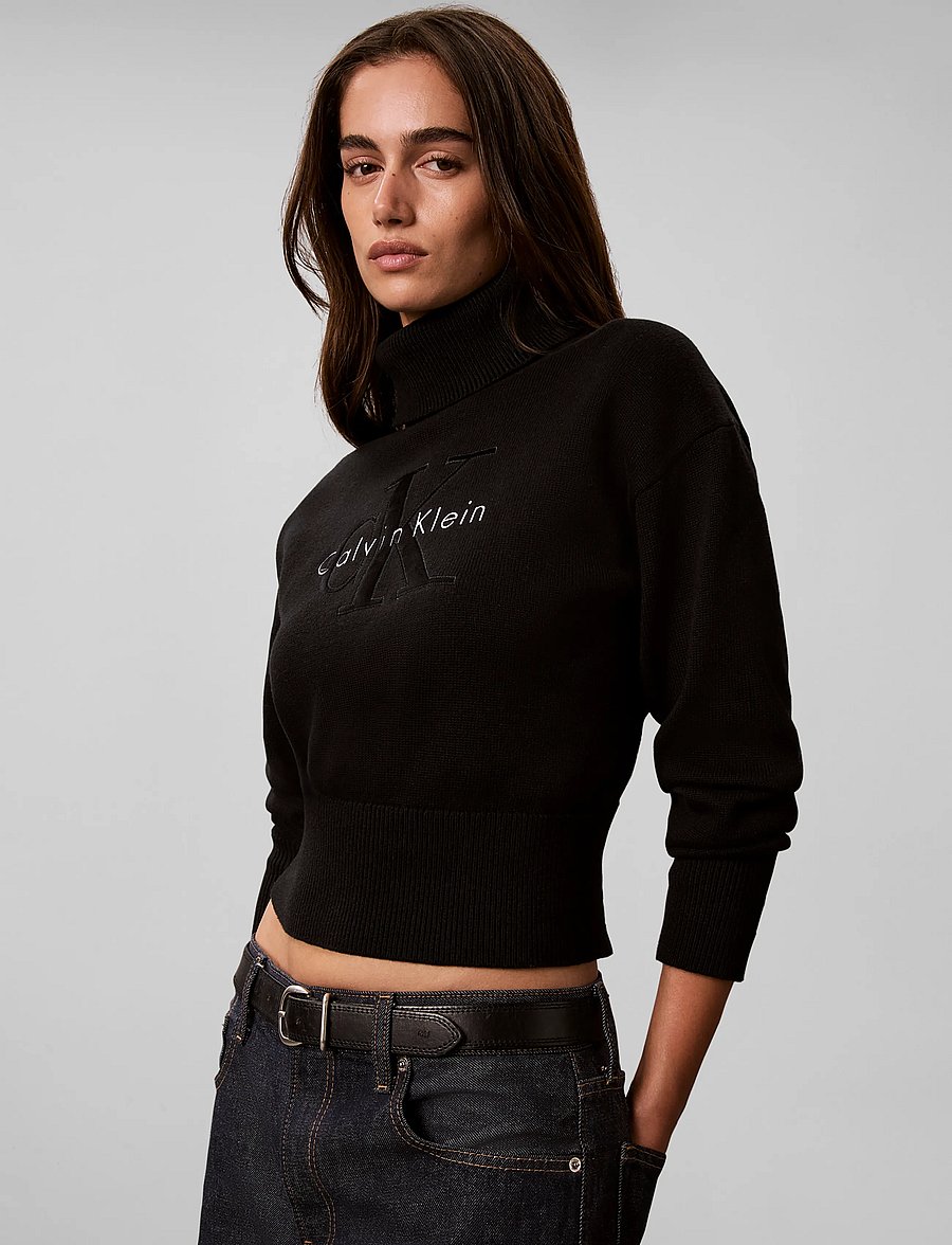 Calvin Klein Jeans - LS LOGO TNECK PULLOVER - rullekraver - black - 5