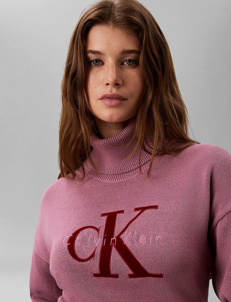 Calvin Klein Jeans - LS LOGO TNECK PULLOVER - rullekraver - dusky orchid - 4