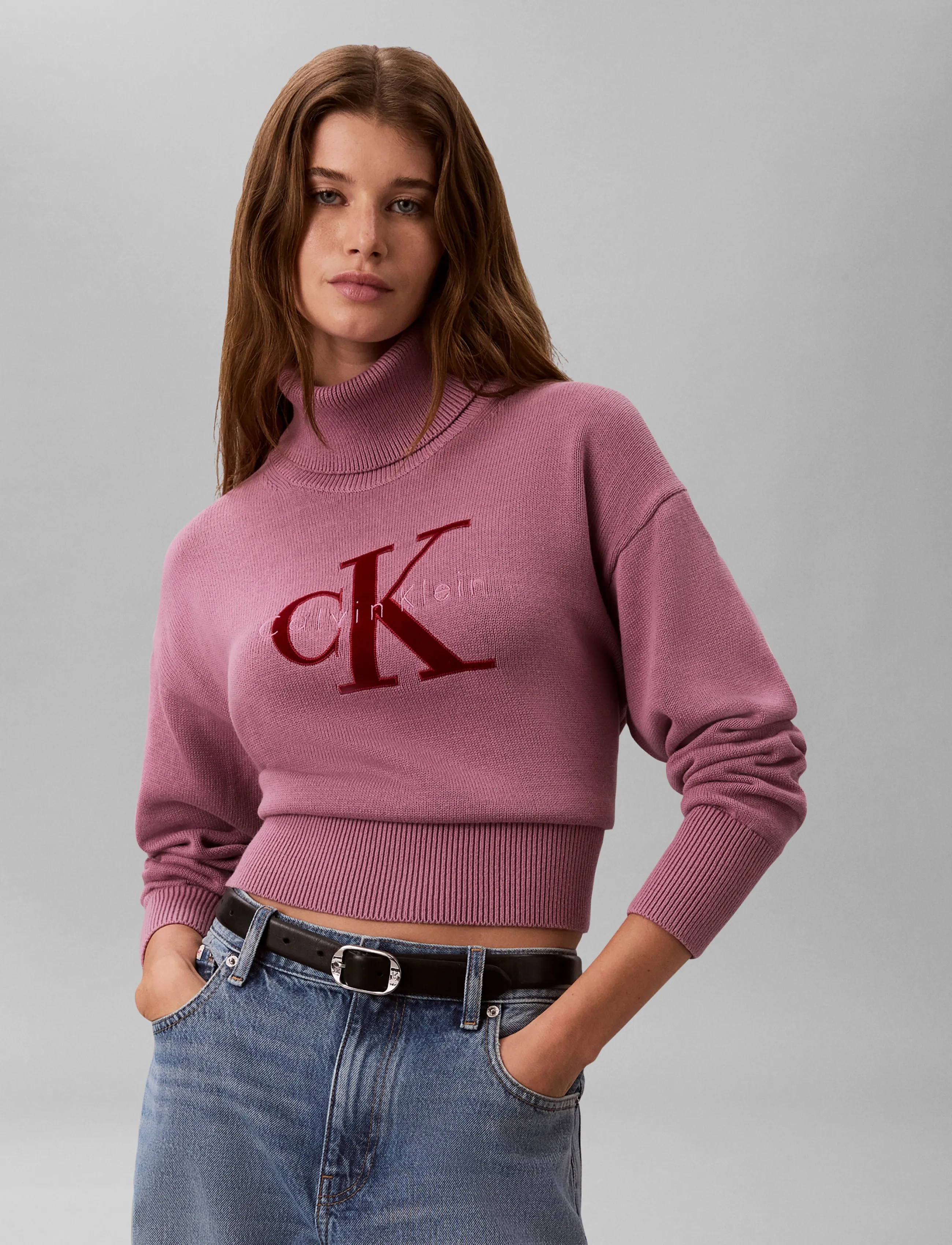 Calvin Klein Jeans - LS LOGO TNECK PULLOVER - rullekraver - dusky orchid - 5