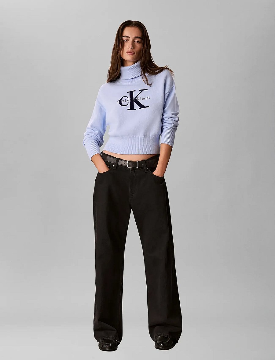 Calvin Klein Jeans - LS LOGO TNECK PULLOVER - rullekraver - sweet blue - 0