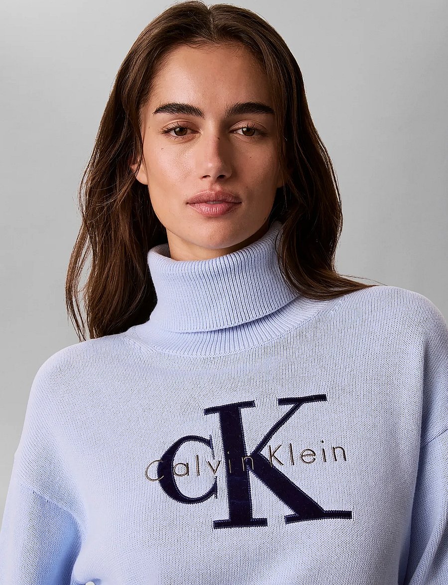 Calvin Klein Jeans - LS LOGO TNECK PULLOVER - rullekraver - sweet blue - 4