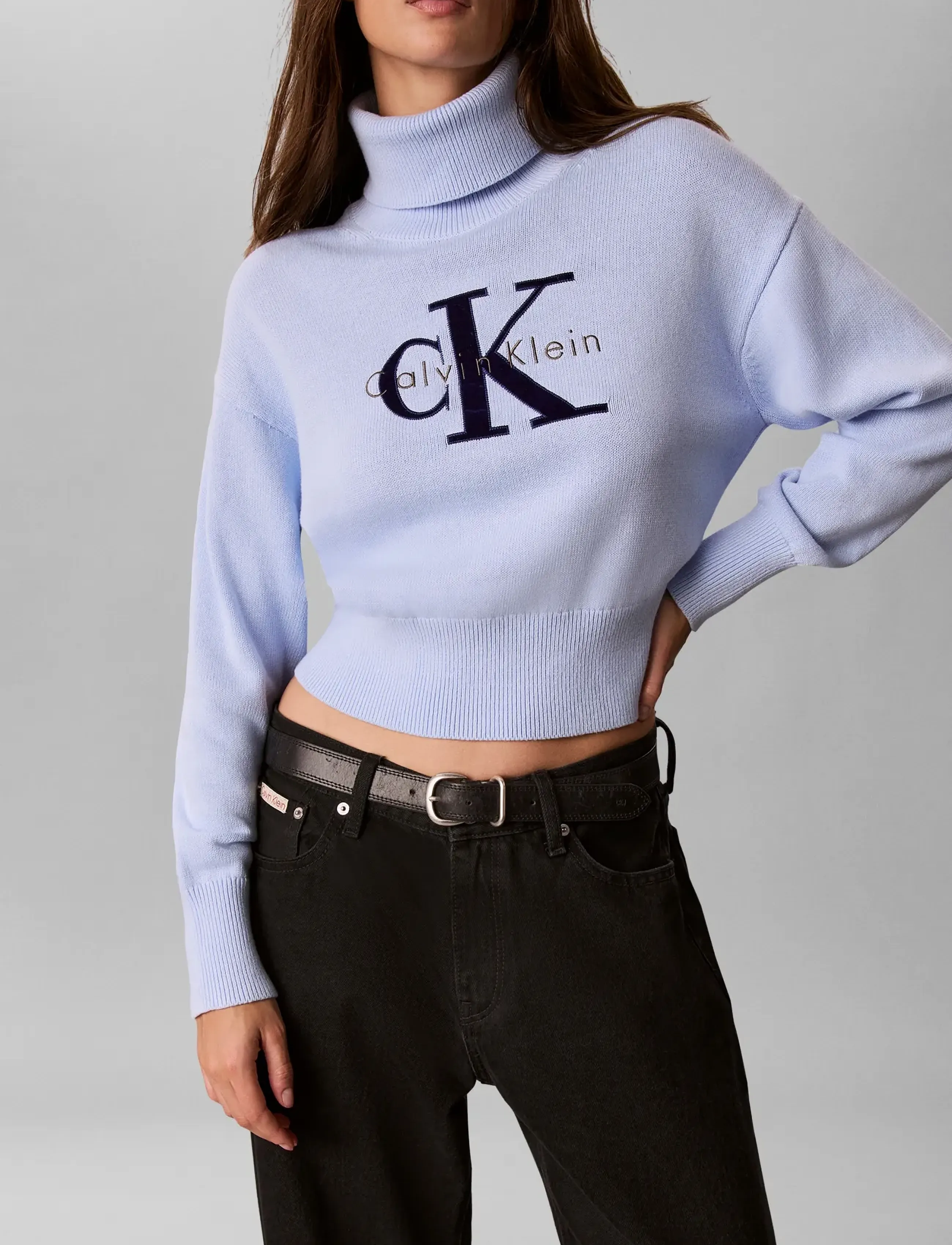 Calvin Klein Jeans LS LOGO TNECK PULLOVER - Fødselsdag - SWEET BLUE / blue