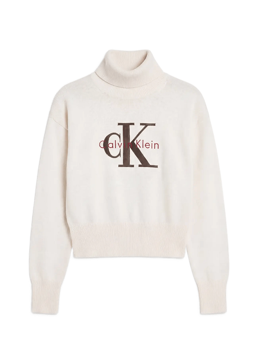 Calvin Klein Jeans - LS LOGO TNECK PULLOVER - rullekraver - tofu - 1
