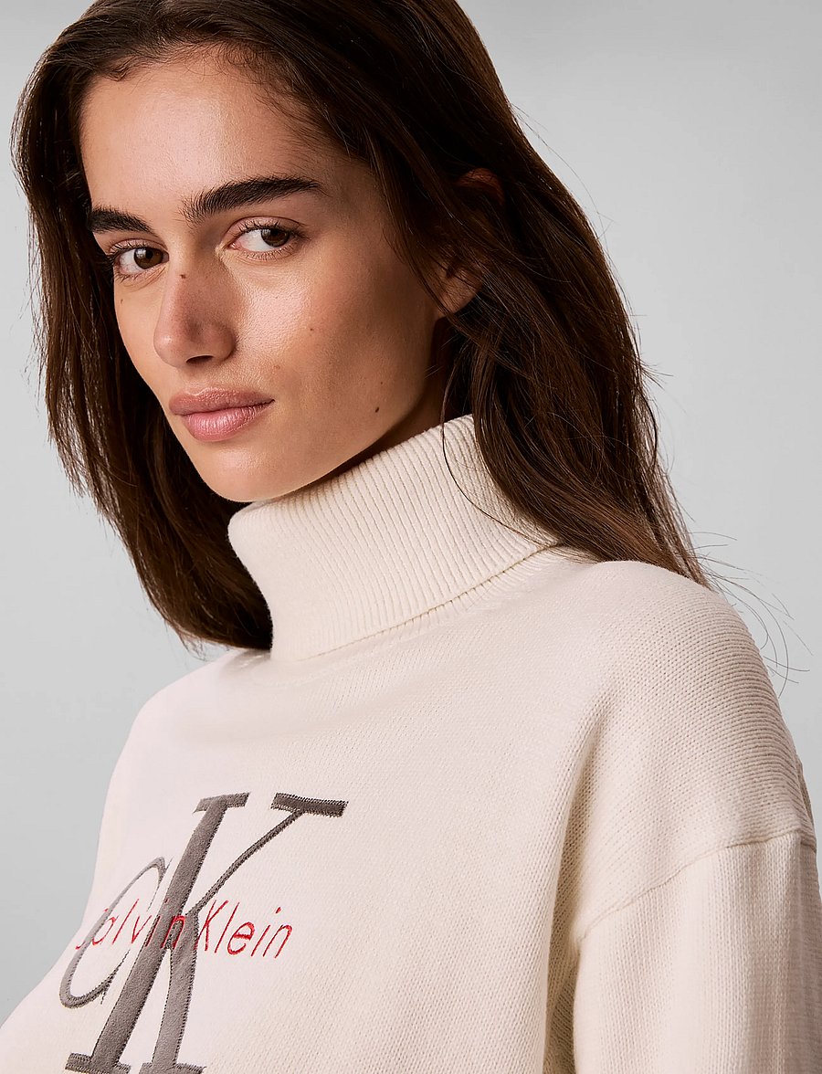 Calvin Klein Jeans - LS LOGO TNECK PULLOVER - rullekraver - tofu - 2