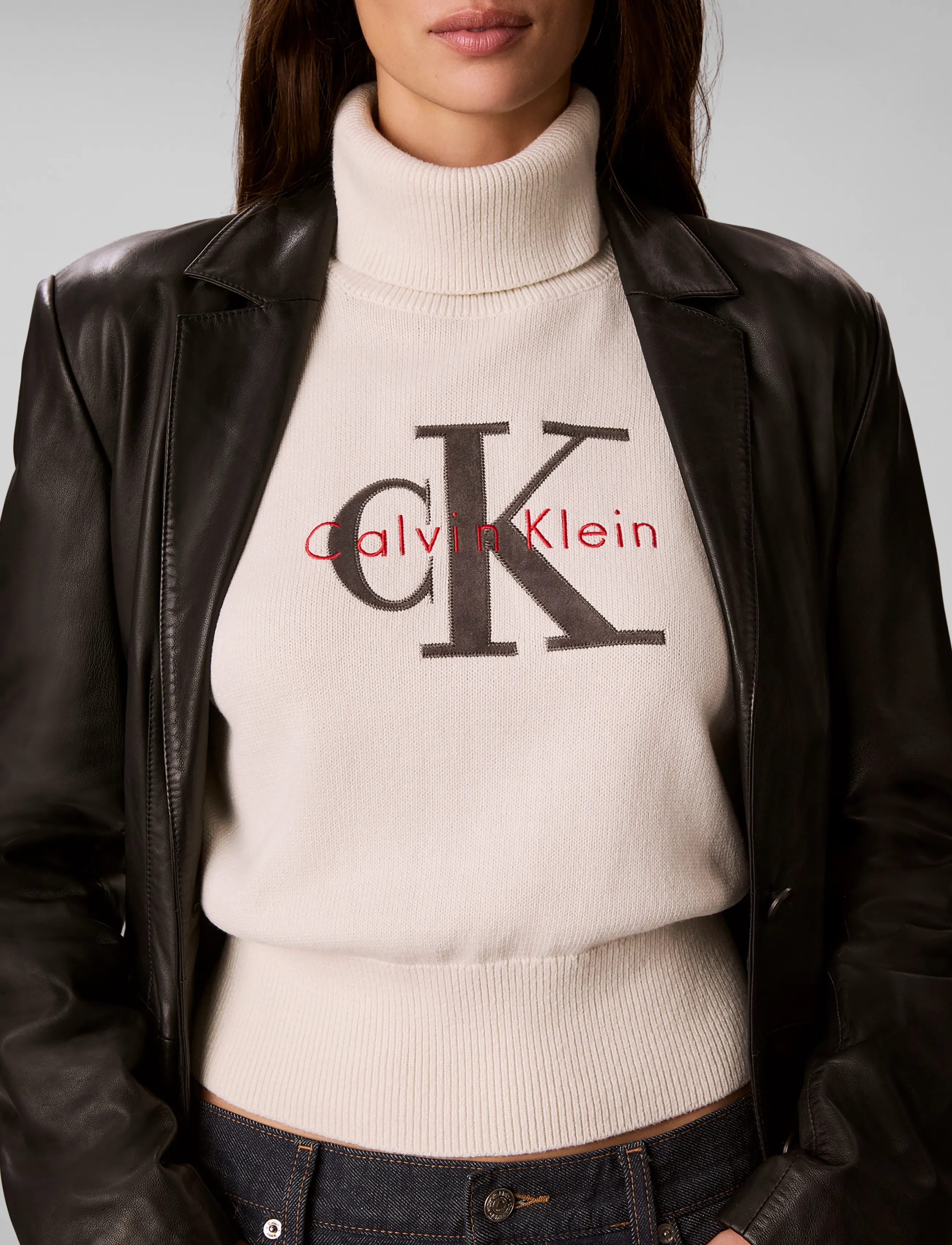 Calvin Klein Jeans - LS LOGO TNECK PULLOVER - rullekraver - tofu - 5
