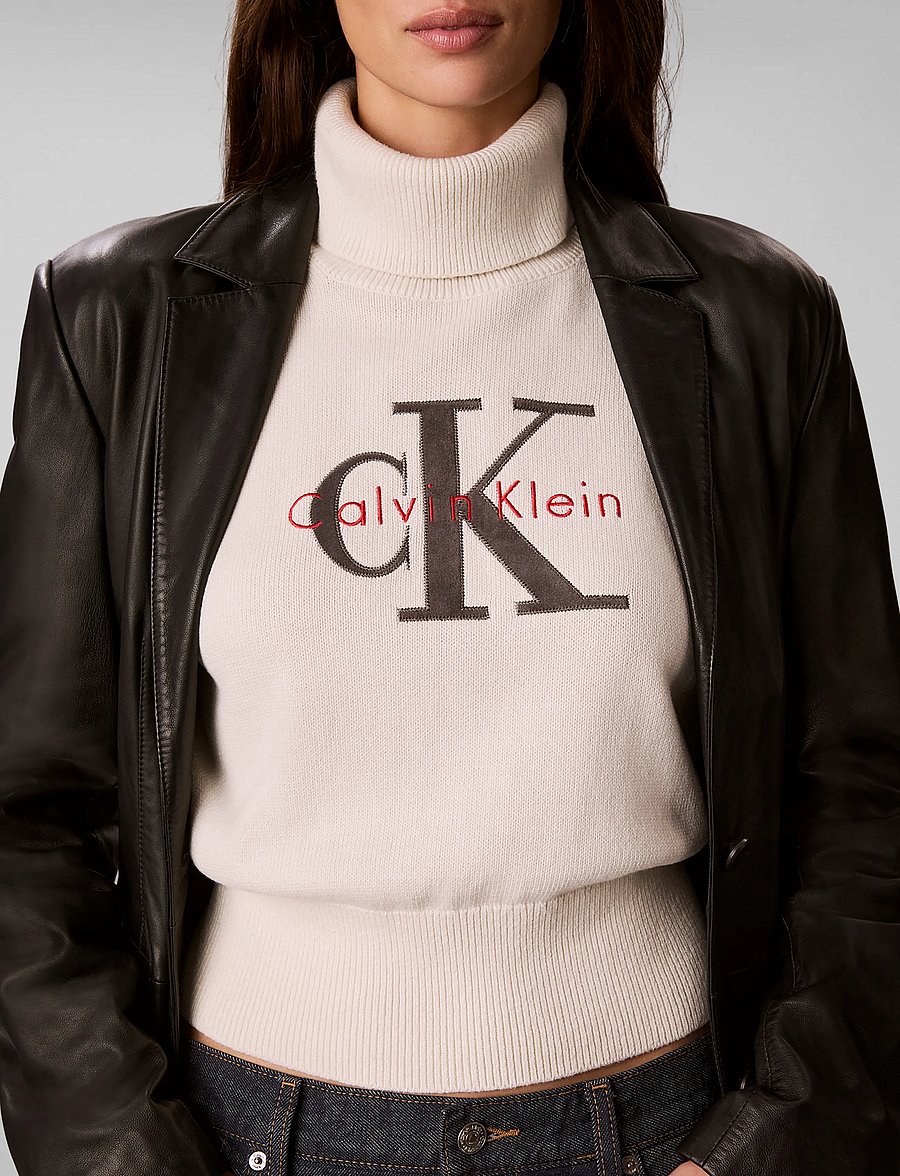Calvin Klein Jeans - LS LOGO TNECK PULLOVER - rullekraver - tofu - 5