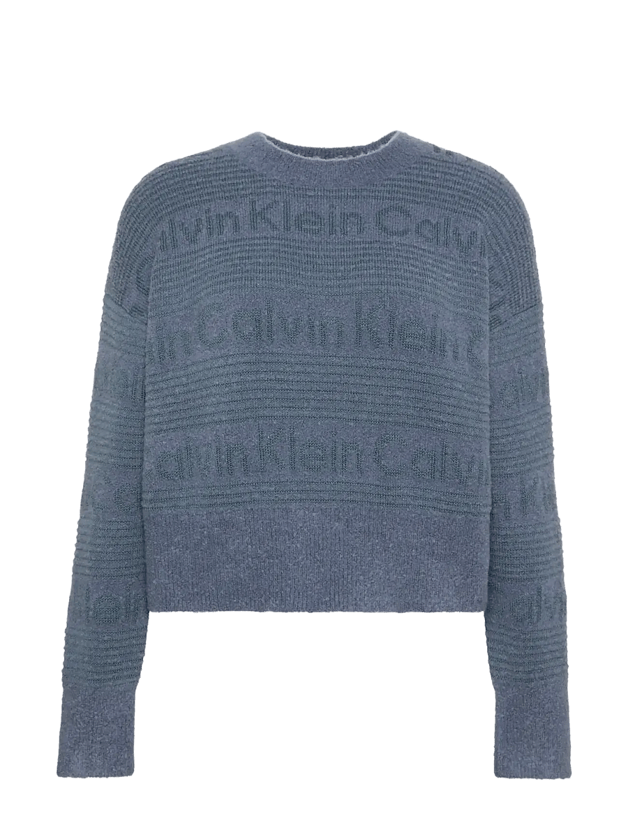 Calvin Klein Jeans - WOOLY LOGO STRIPED SWEATER - jumpers - grisaille - 1