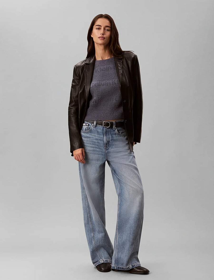 Calvin Klein Jeans - WOOLY LOGO STRIPED SWEATER - jumpers - grisaille - 3