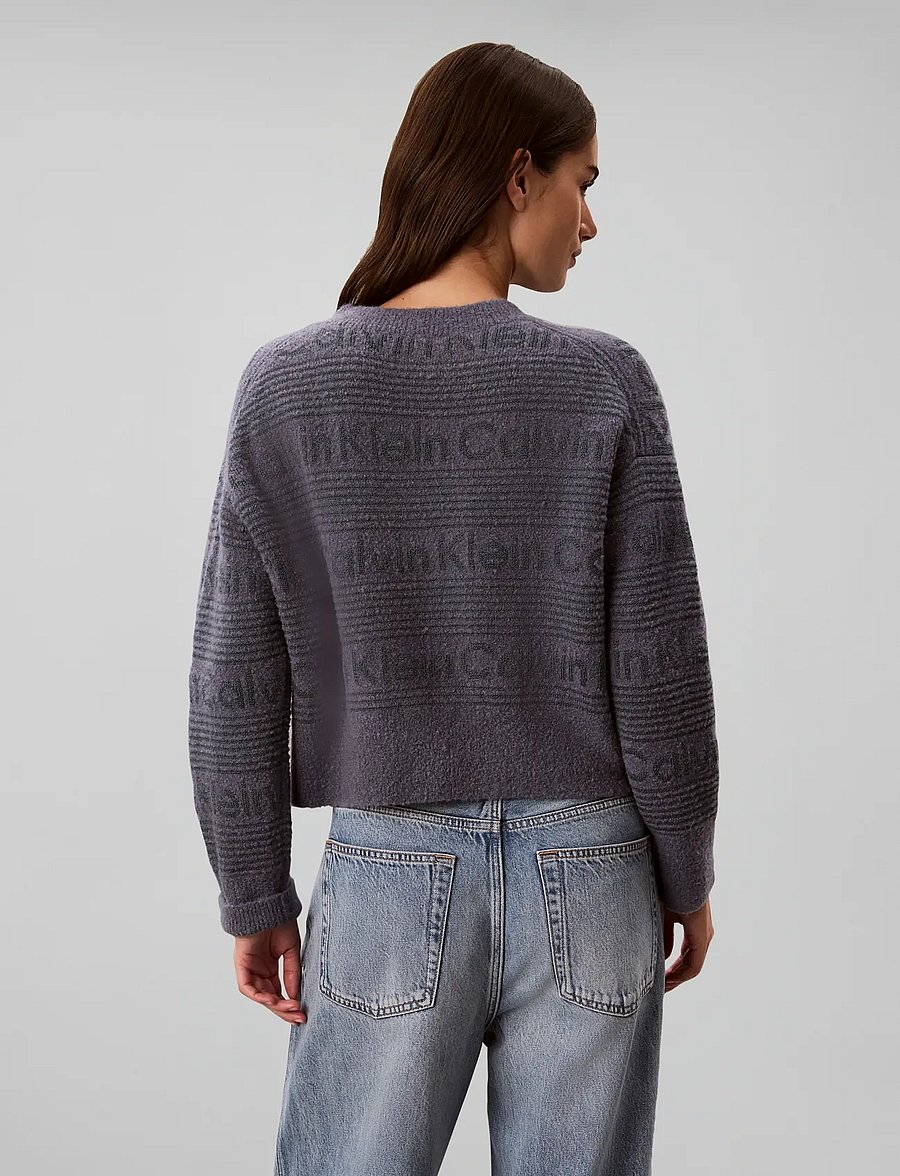 Calvin Klein Jeans - WOOLY LOGO STRIPED SWEATER - jumpers - grisaille - 2