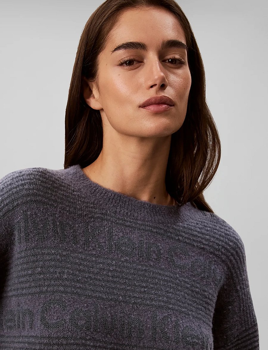 Calvin Klein Jeans - WOOLY LOGO STRIPED SWEATER - jumpers - grisaille - 4
