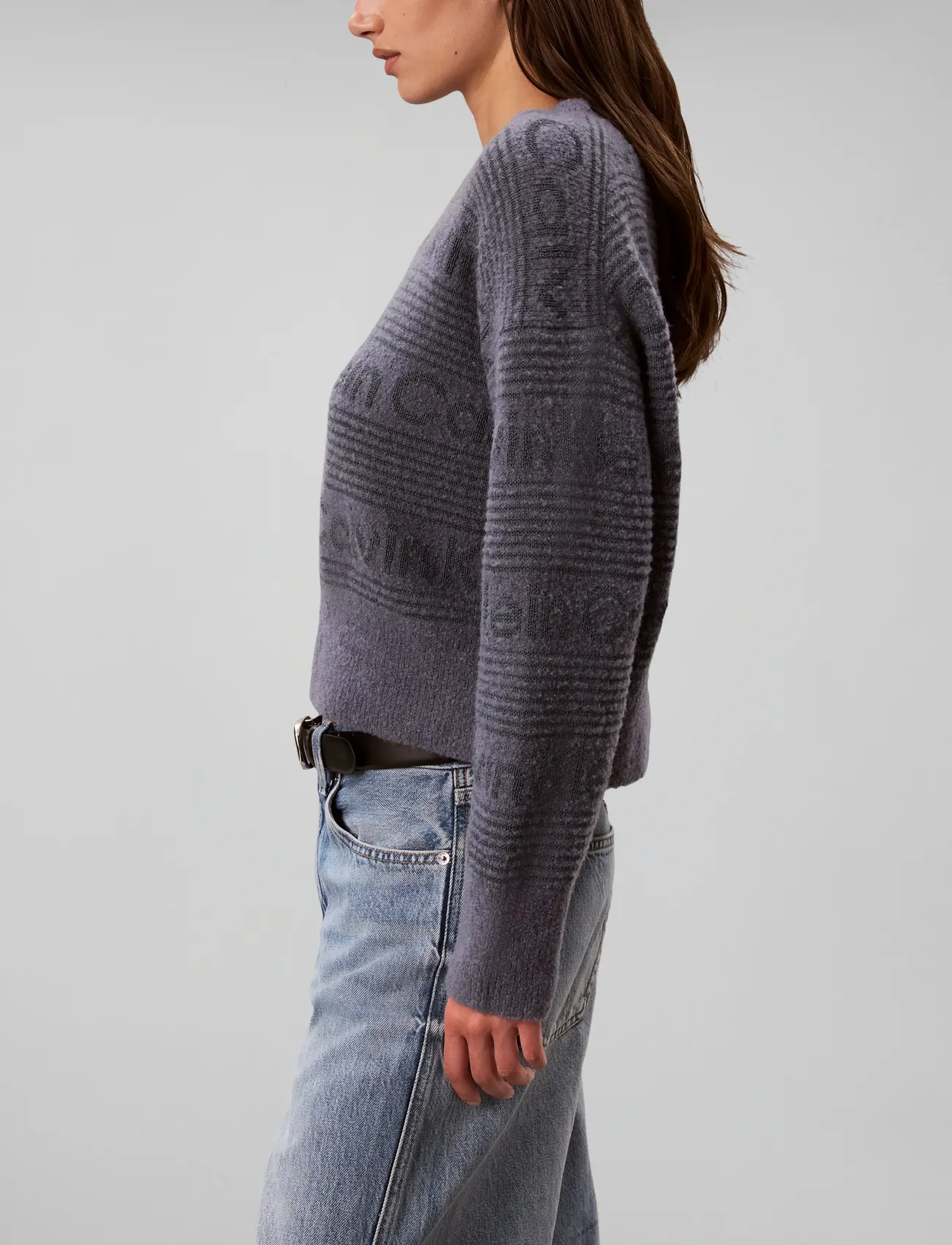 Calvin Klein Jeans - WOOLY LOGO STRIPED SWEATER - jumpers - grisaille - 5