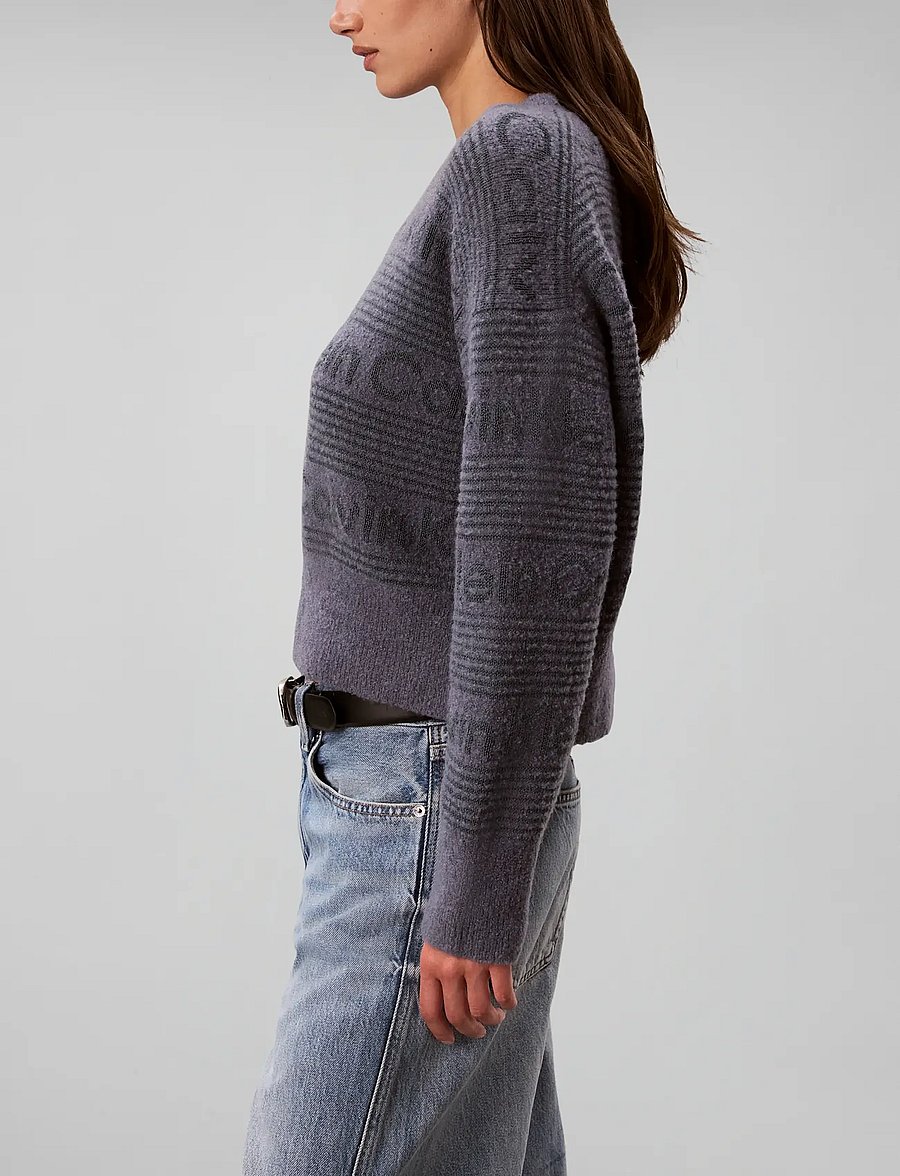 Calvin Klein Jeans - WOOLY LOGO STRIPED SWEATER - jumpers - grisaille - 5