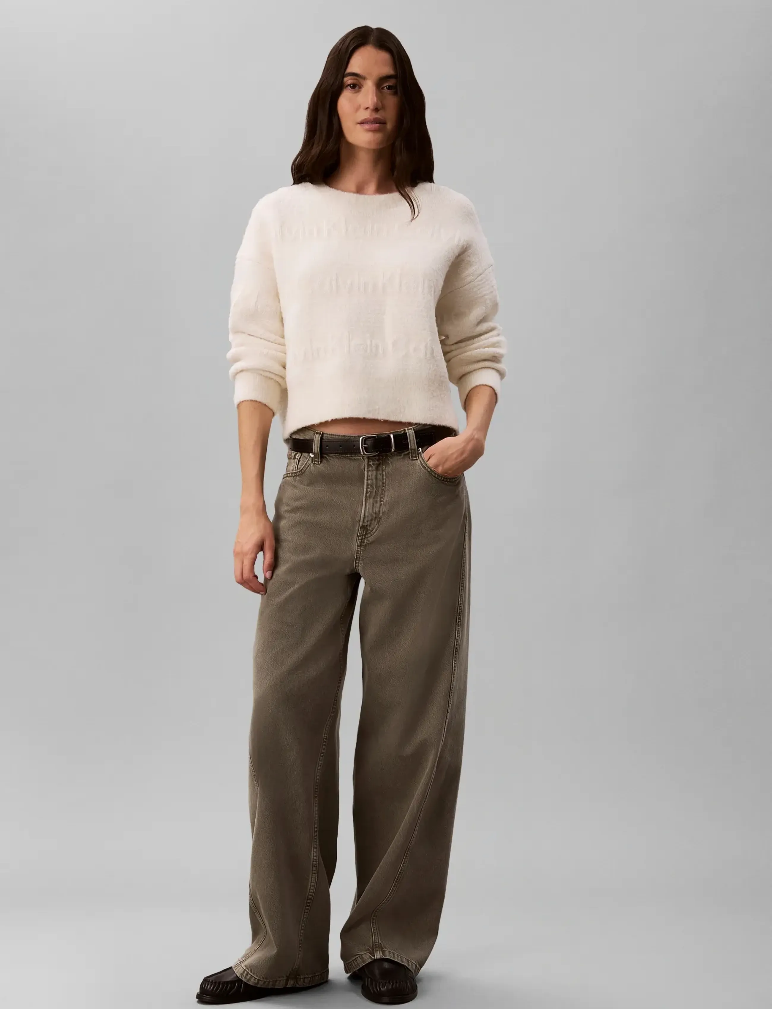 Calvin Klein Jeans - WOOLY LOGO STRIPED SWEATER - pullover - tofu - 3