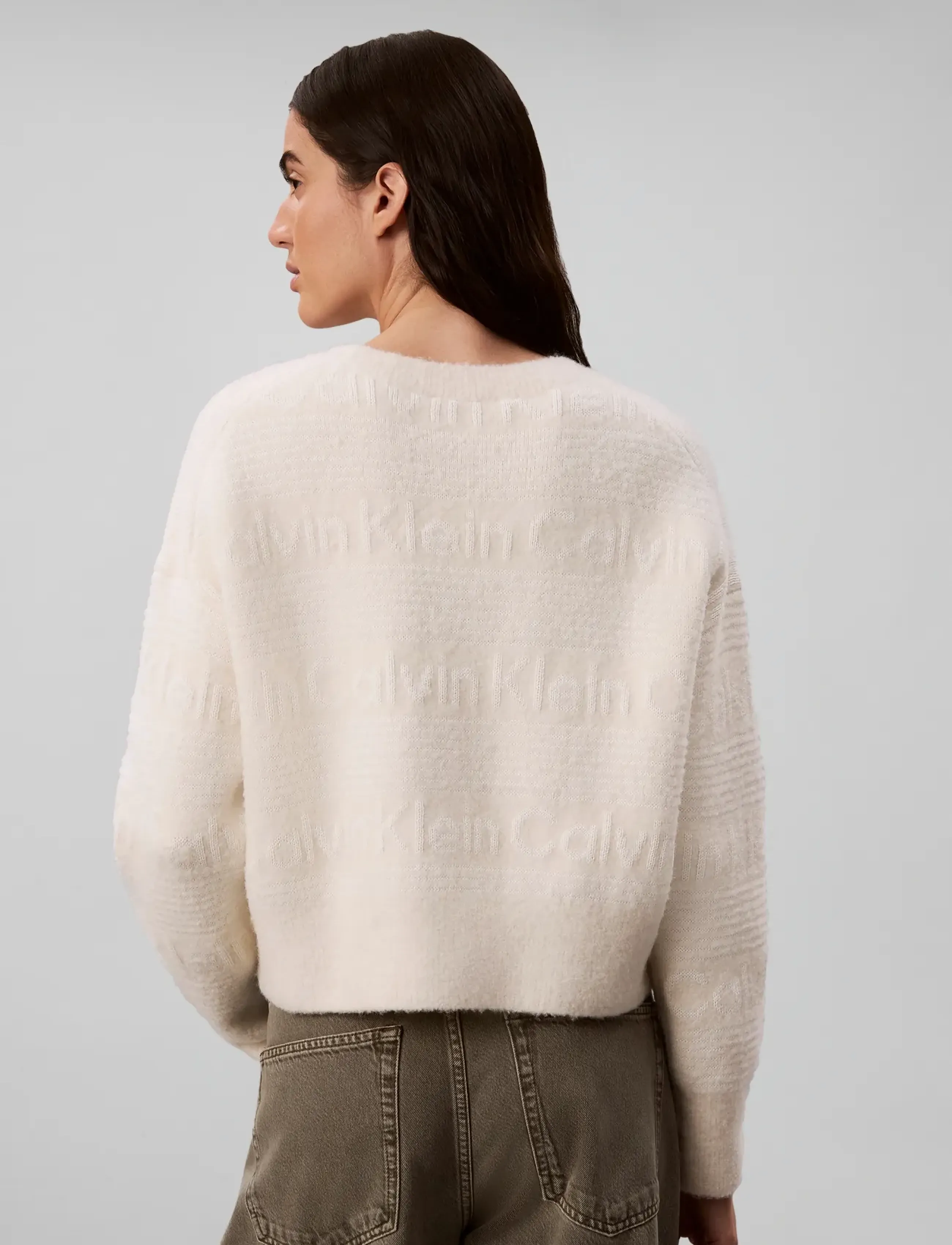 Calvin Klein Jeans - WOOLY LOGO STRIPED SWEATER - pullover - tofu - 2