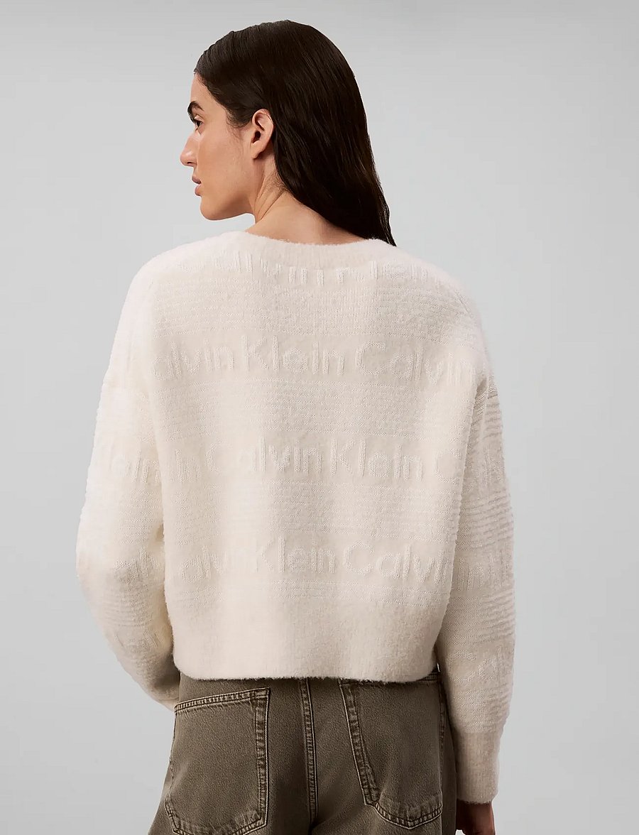 Calvin Klein Jeans - WOOLY LOGO STRIPED SWEATER - pullover - tofu - 2