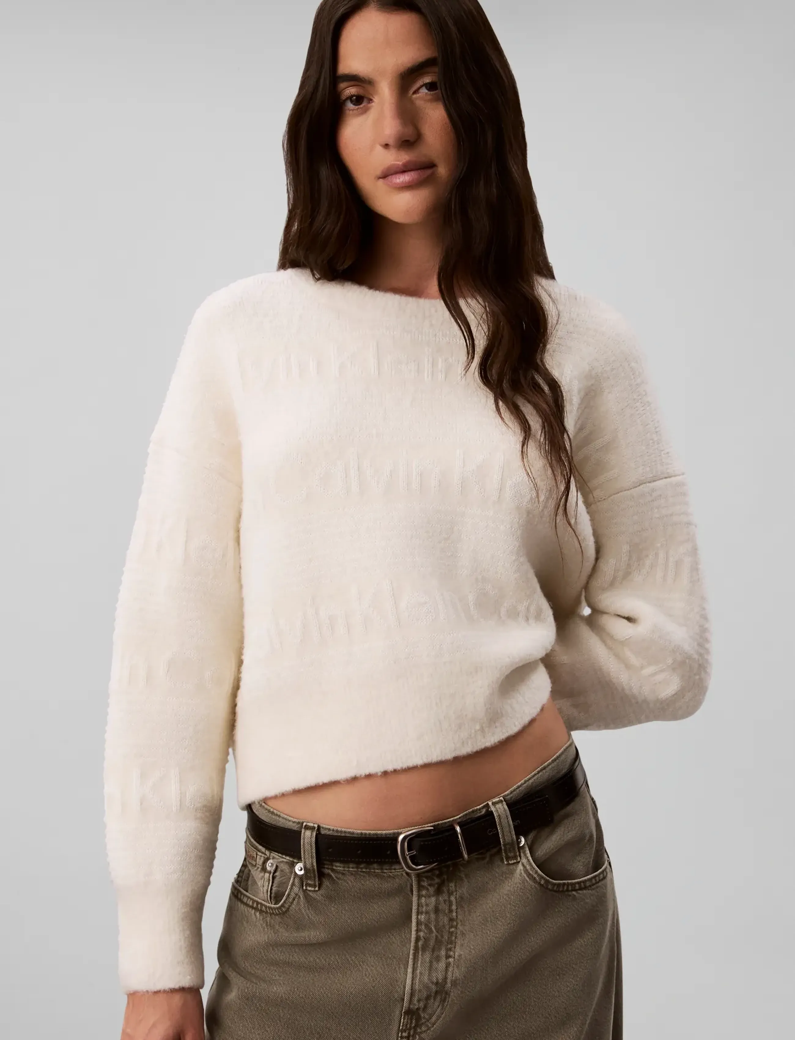 Calvin Klein Jeans - WOOLY LOGO STRIPED SWEATER - pullover - tofu - 5