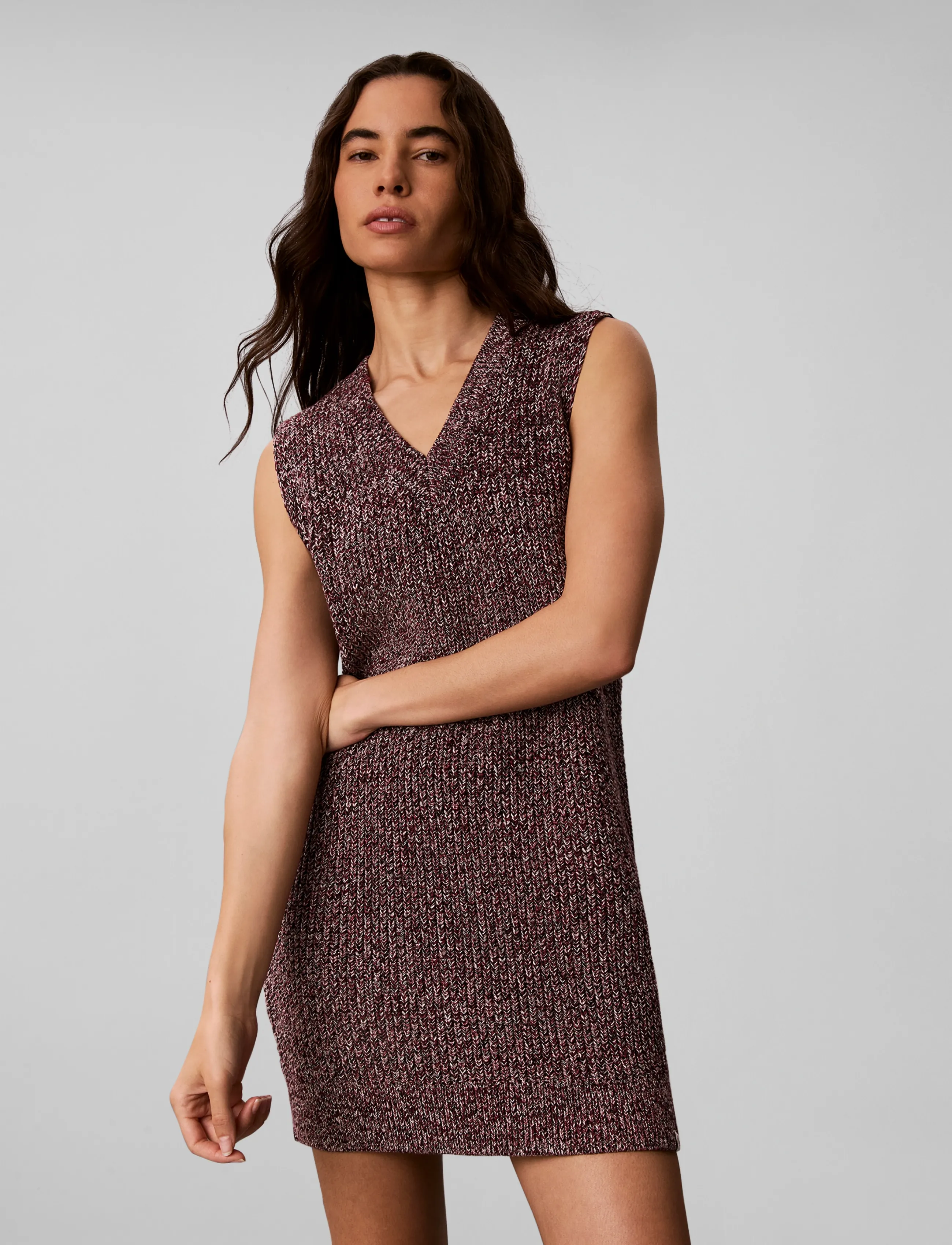 Calvin Klein Jeans - CHUNKY COTTON MOULINE VEST DRESS - stickade klänningar - rhododendron - 3