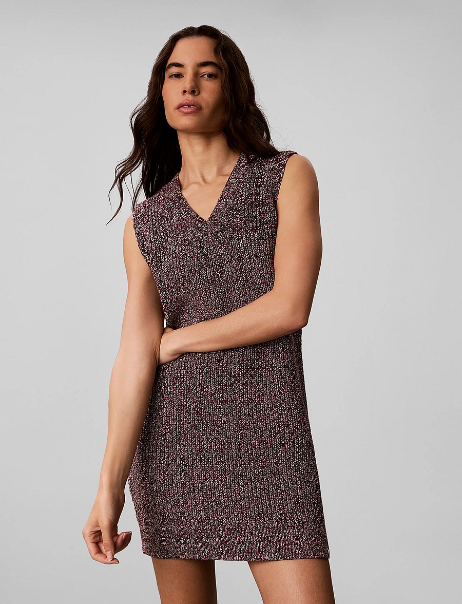 Calvin Klein Jeans - CHUNKY COTTON MOULINE VEST DRESS - strickkleider - rhododendron - 3