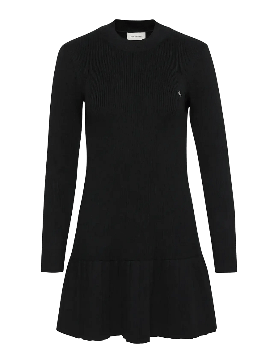 Calvin Klein Jeans - MOCKNECK LS MINIDRESS - kootud kleidid - black - 1