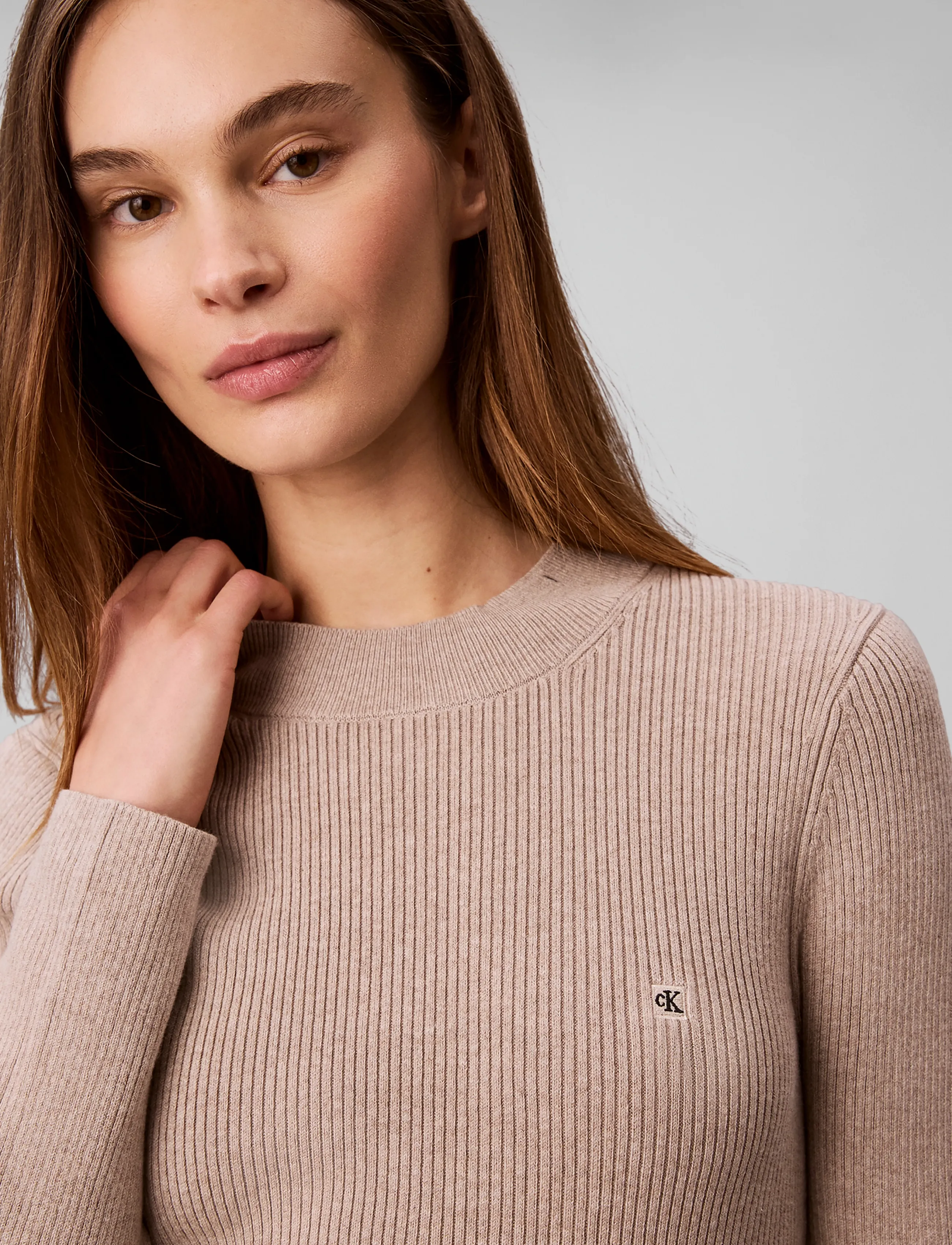 Calvin Klein Jeans - MOCKNECK LS MINIDRESS - oatmeal melange - 4