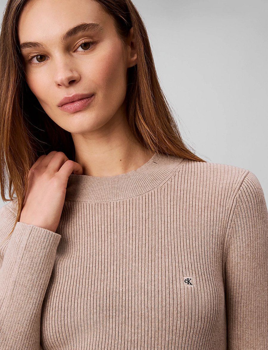 Calvin Klein Jeans - MOCKNECK LS MINIDRESS - oatmeal melange - 4