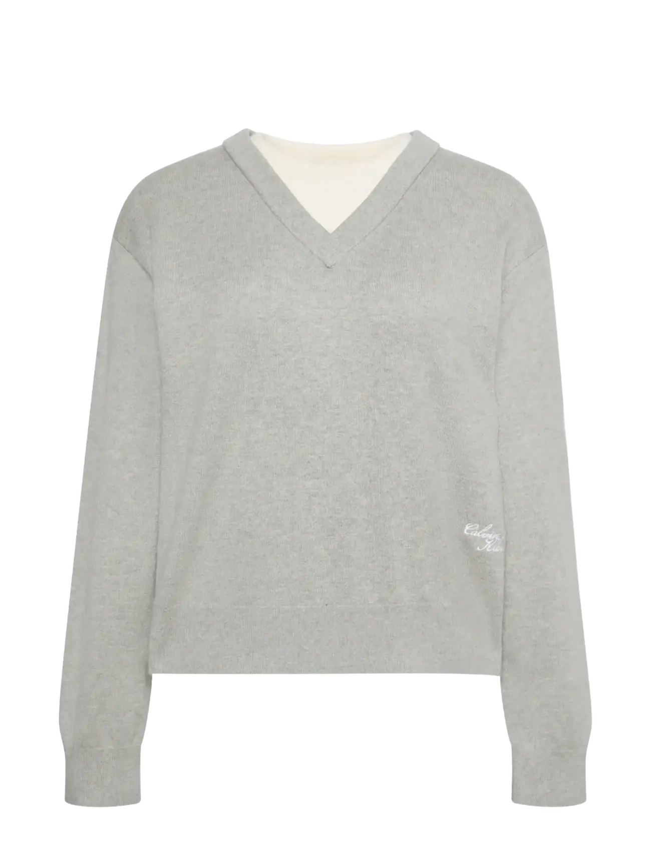Calvin Klein Jeans BILAYER LS TOP - Kläder - B10 GREY HEATHER / grey