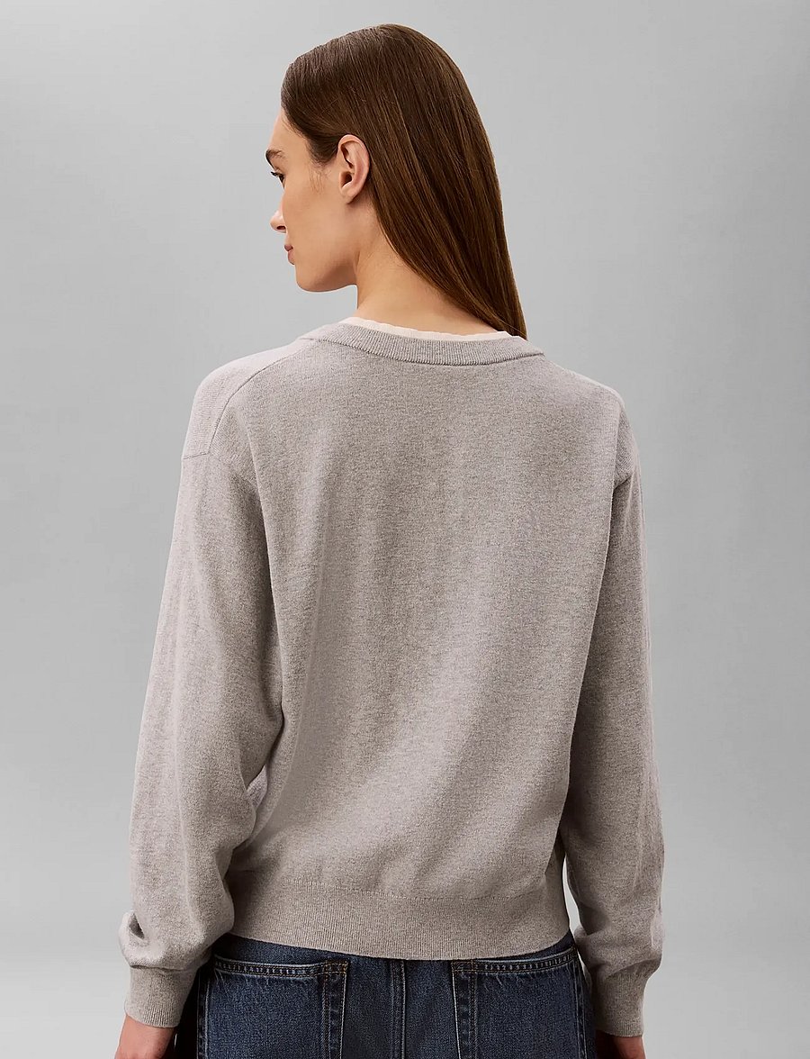 Calvin Klein Jeans - BILAYER LS TOP - stickade tröjor - b10 grey heather - 2