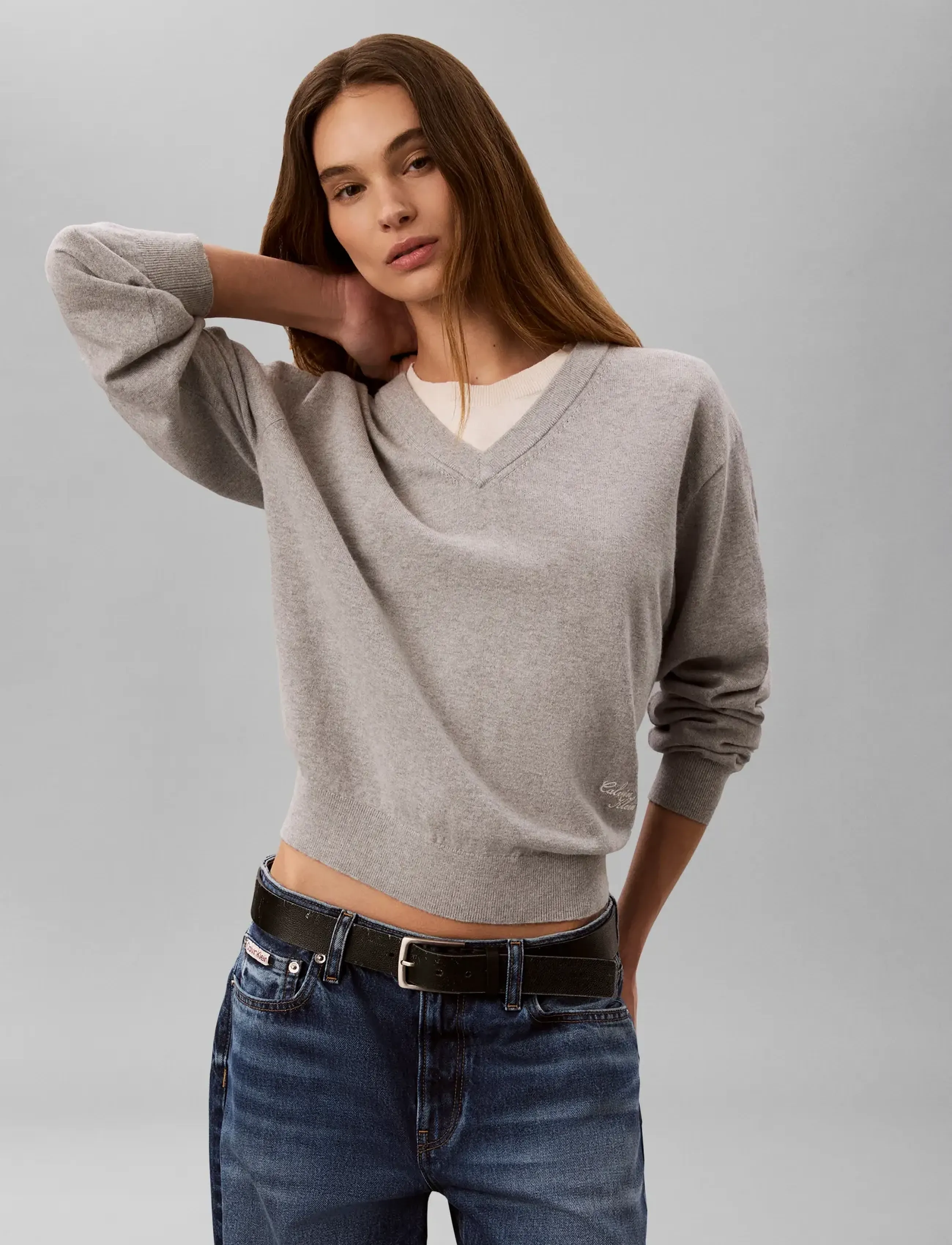 Calvin Klein Jeans - BILAYER LS TOP - stickade tröjor - b10 grey heather - 3