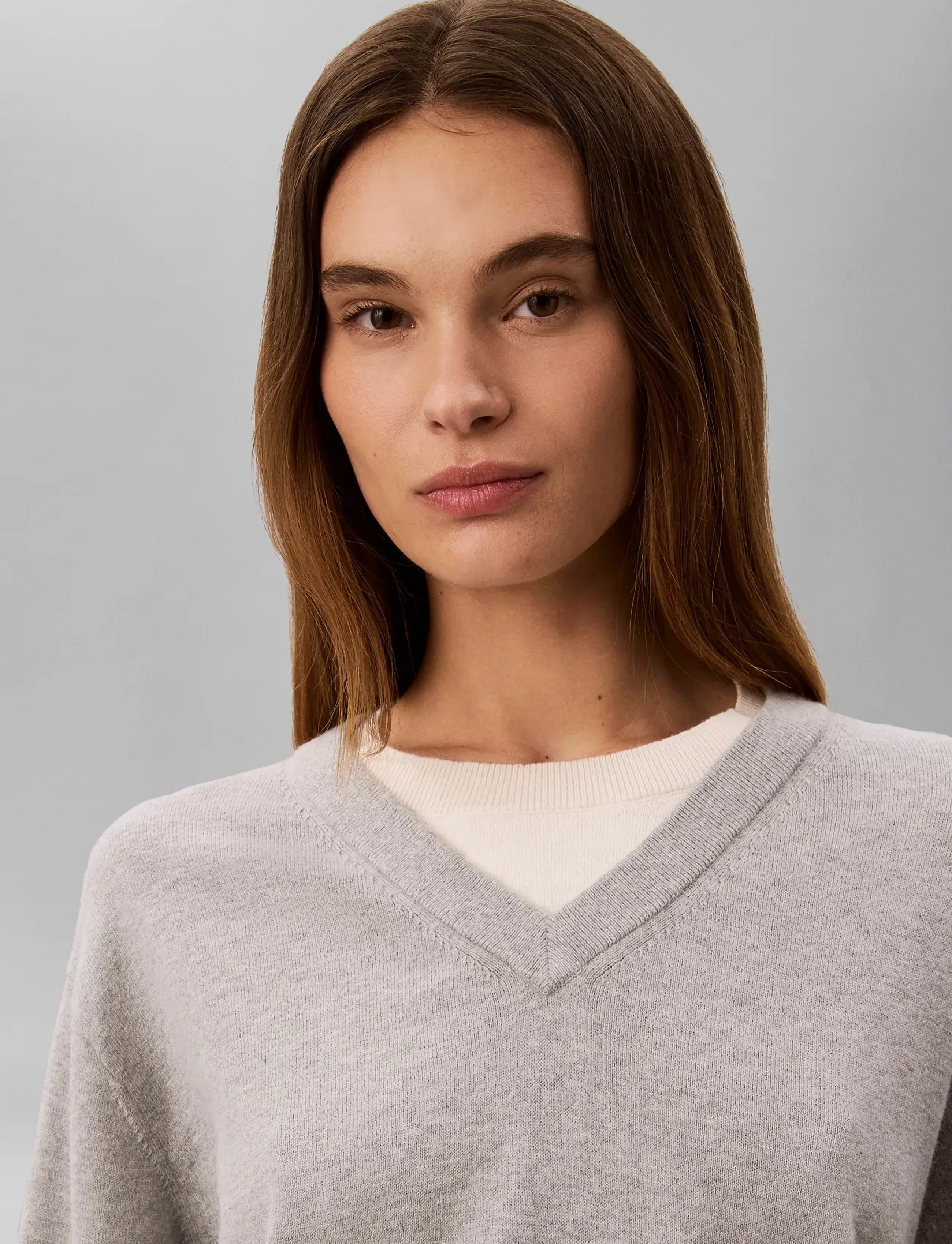Calvin Klein Jeans - BILAYER LS TOP - stickade tröjor - b10 grey heather - 4