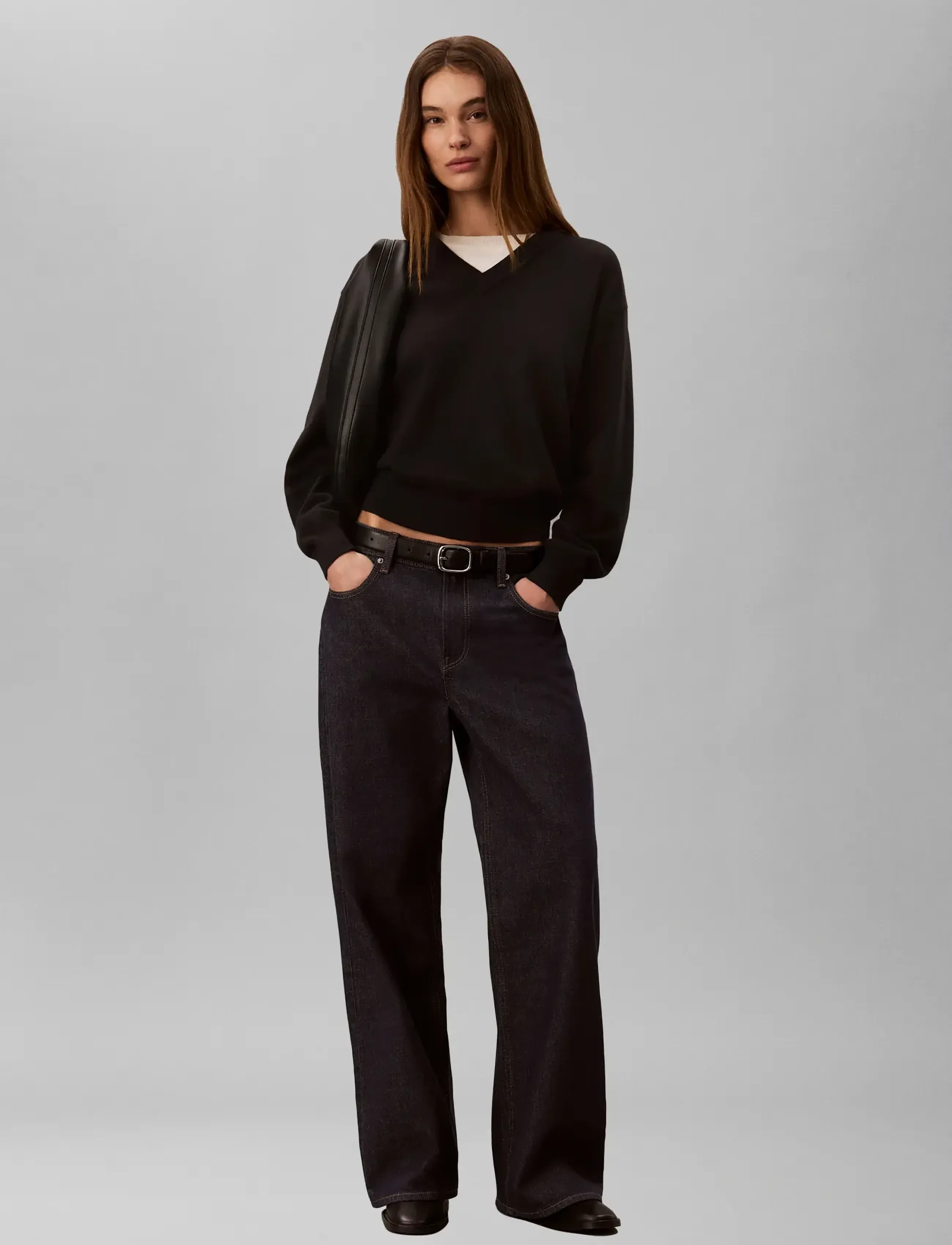 Calvin Klein Jeans BILAYER LS TOP - Riided - BLACK / black